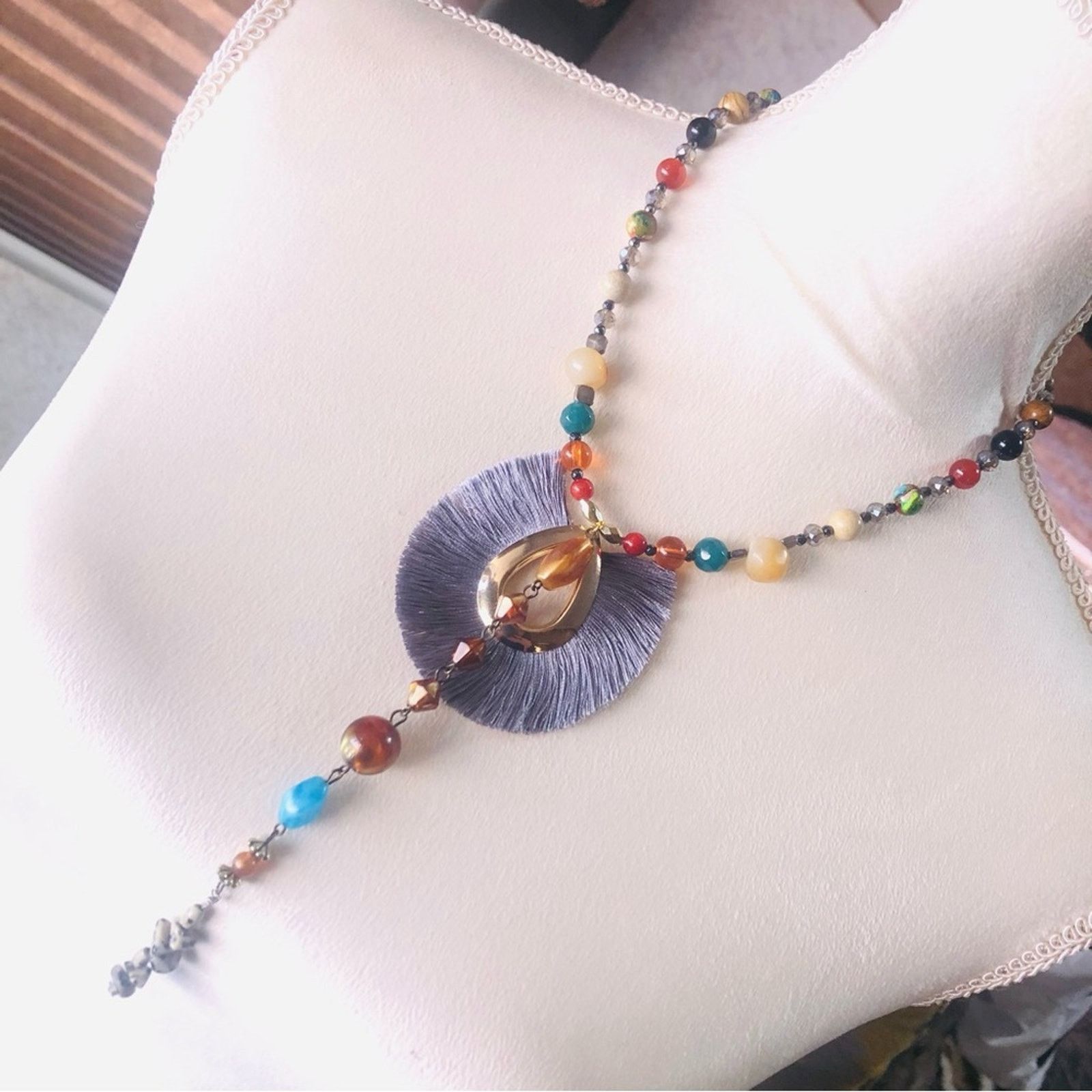 Handmade Handcrafted genuine stone faceted crystal pendant necklace Size ONE SIZE - 1 Thumbnail