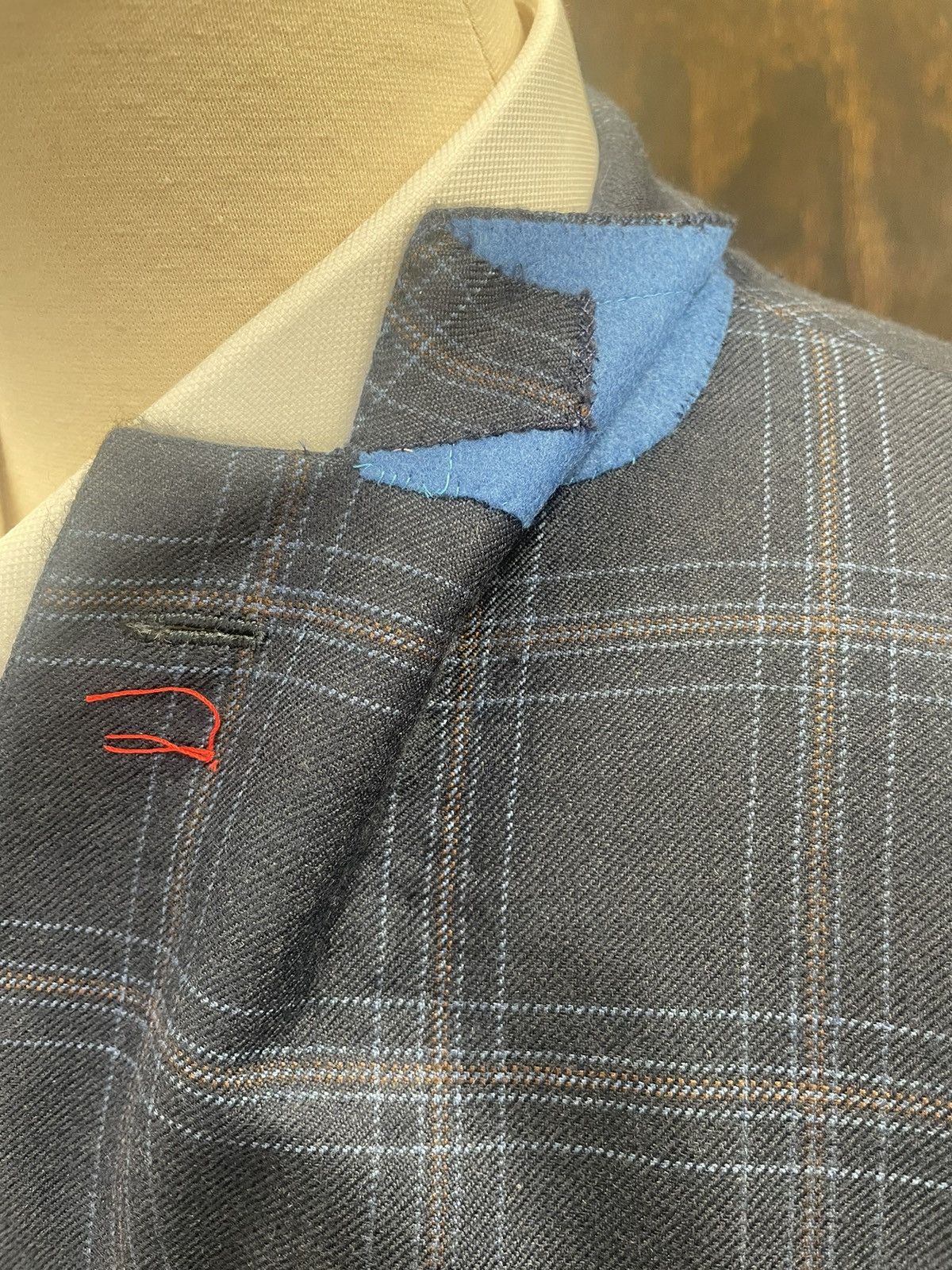 Isaia Windowpane Check Print Cashmere Jacket Size 48L - 3 Thumbnail