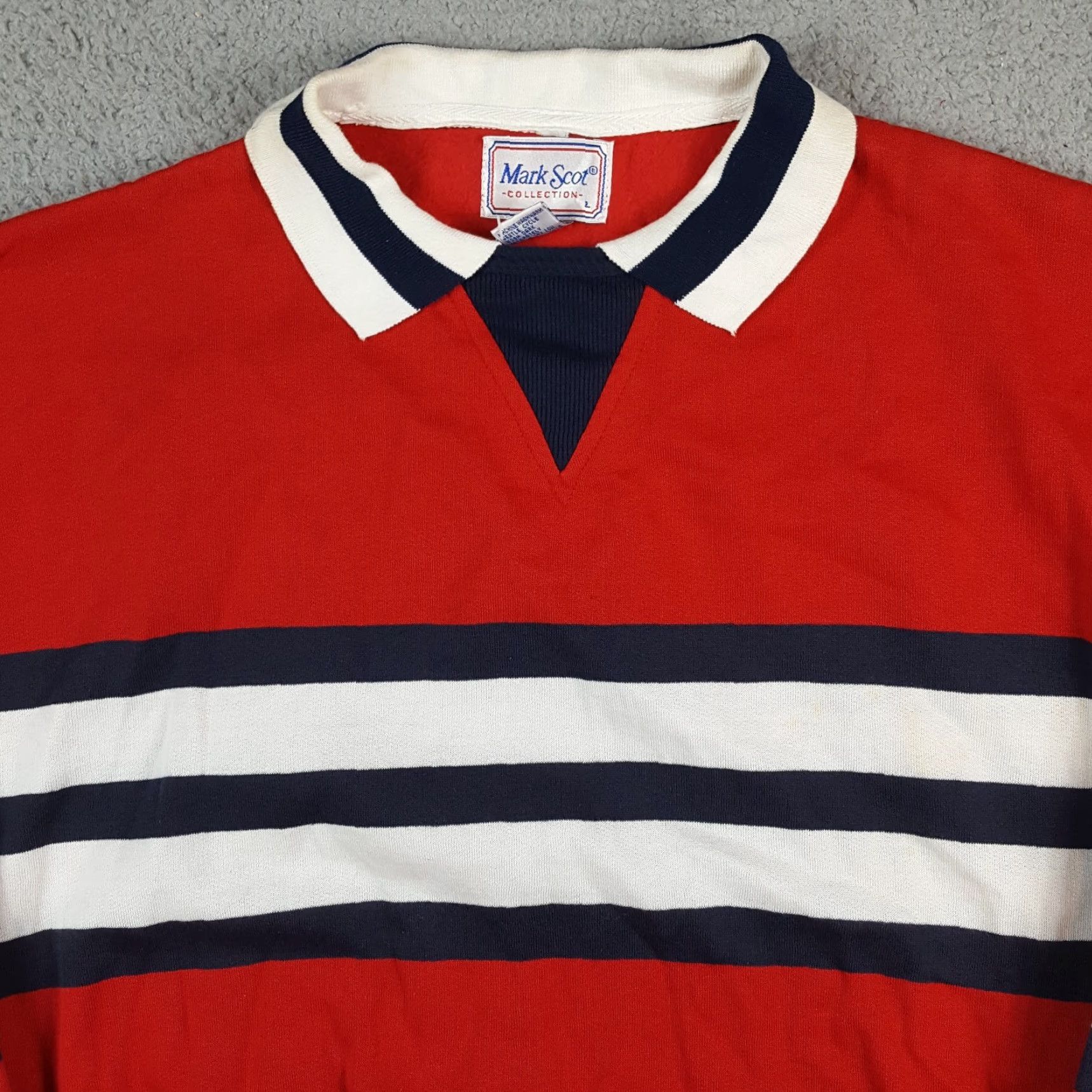 Vintage Y2k Preppy Striped Collared Crewneck Mens Size Large Vintage Pullover Sweatshirt Size US L / EU 52-54 / 3 - 2 Thumbnail