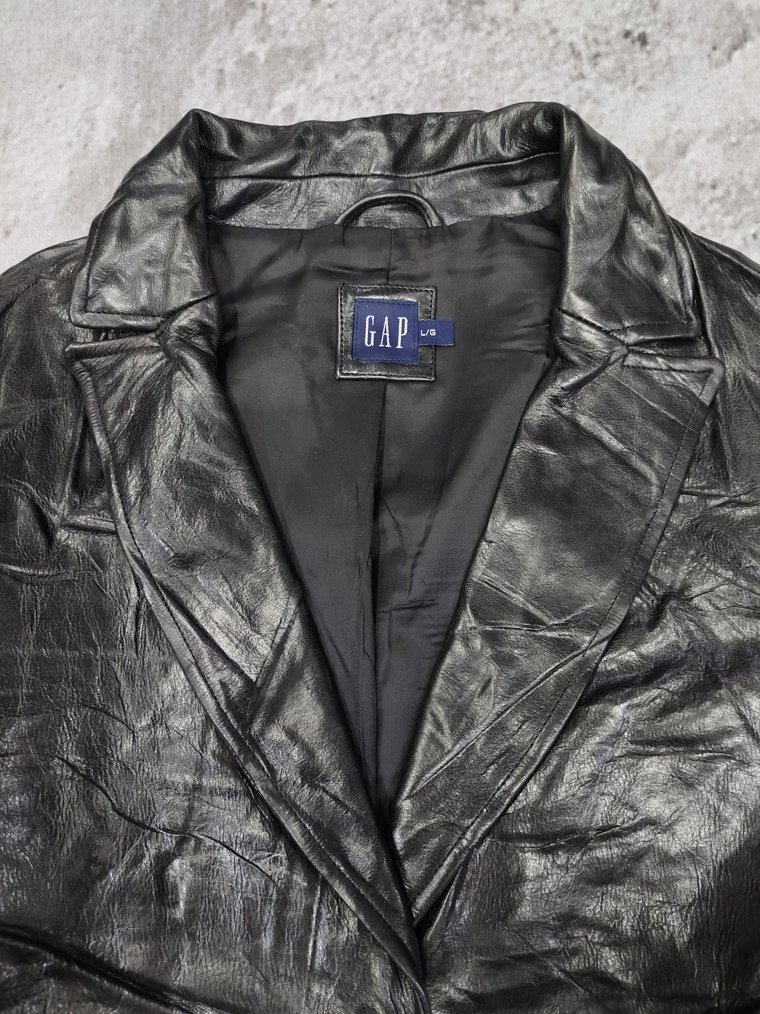 Gap 00s GAP- Minimal Tailored Glossy Leather Blazer Jacket Size US L / EU 52-54 / 3 - 7 Thumbnail