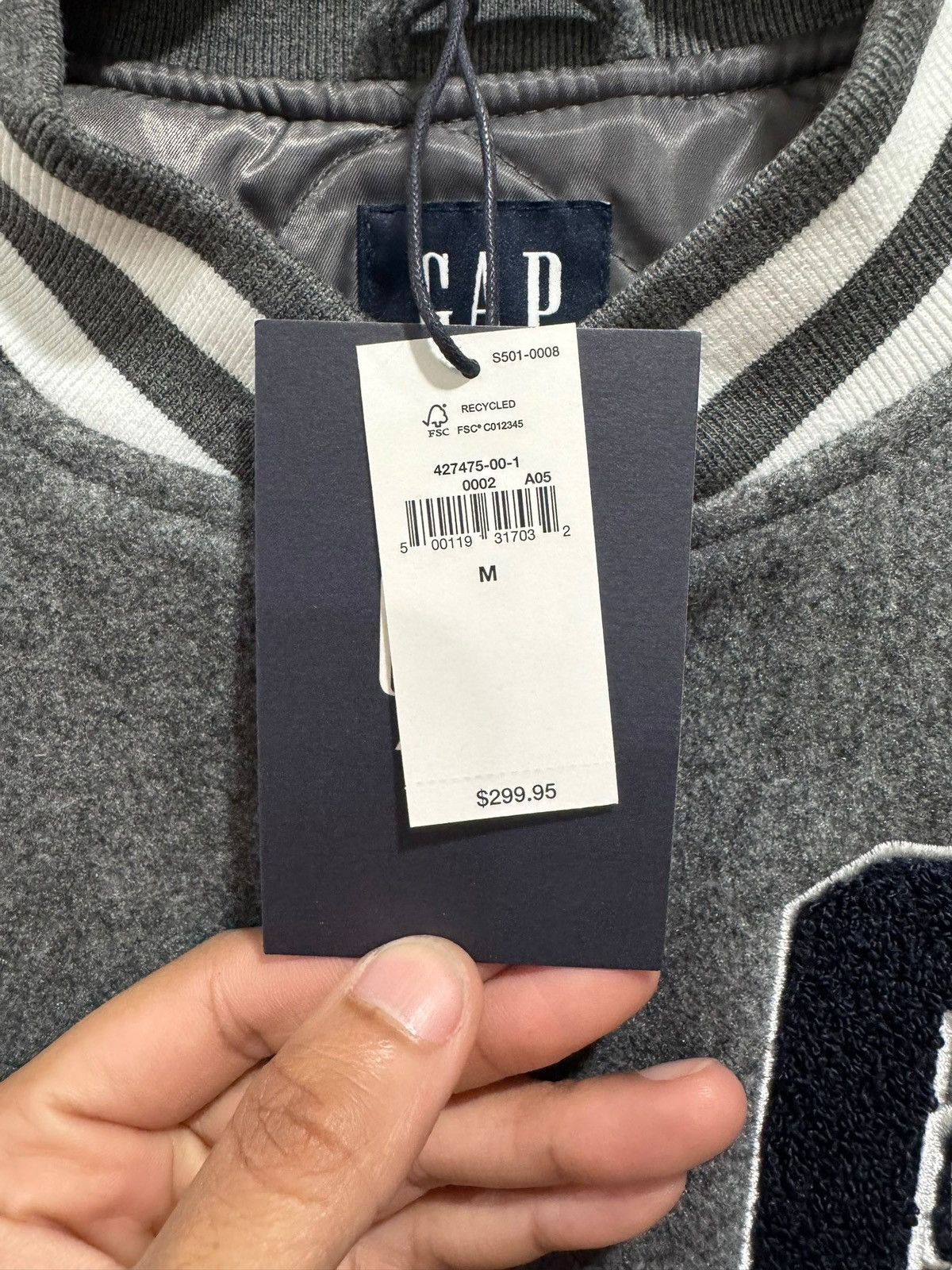 Gap × Palace Palace x Gap Varsity Jacket Grey Size US M / EU 48-50 / 2 - 4 Thumbnail