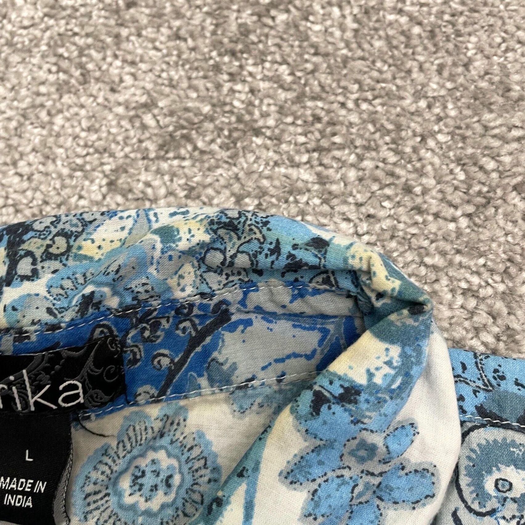 Vintage ERIKA Shirt Womens Large Blue Floral Paisley Long Sleeve Casual Size L / US 10 / IT 46 - 5 Thumbnail