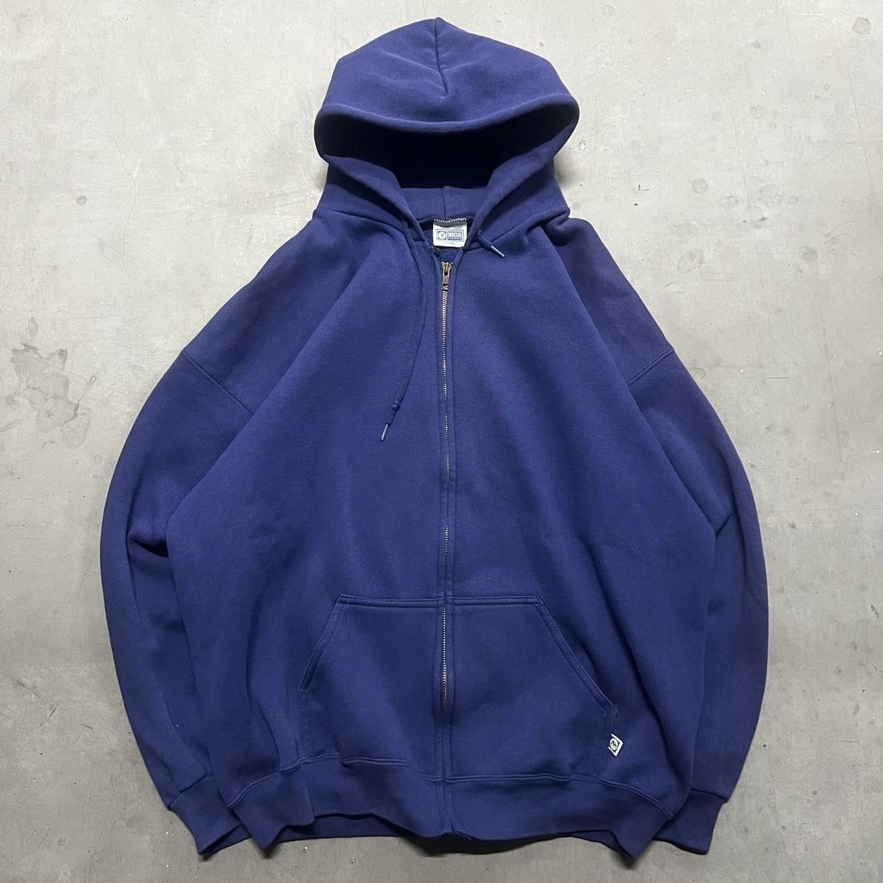 Other Vintage Y2K Blank Made In USA 90s/80s Blue ZipUp Hoodie! Size US XL / EU 56 / 4 - 1 Thumbnail
