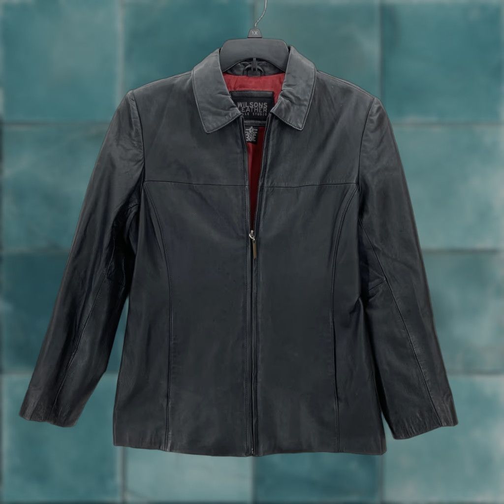 Vintage VINTAGE Wilsons Leather Jacket Womens M Leather Zip Front Moto Biker Y2K Black Casual Womens Size M / US 6-8 / IT 42-44 - 1 Thumbnail
