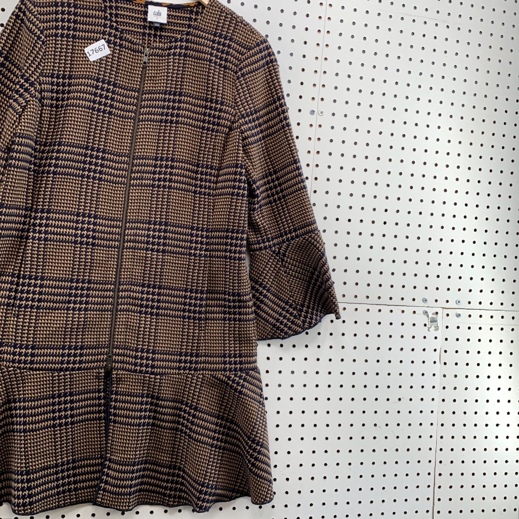 Vintage Cabi Jacket Zip Brown Small Flounce Classic Tartan Plaid Houndstooth 3902 Size S / US 4 / IT 40 - 5 Thumbnail