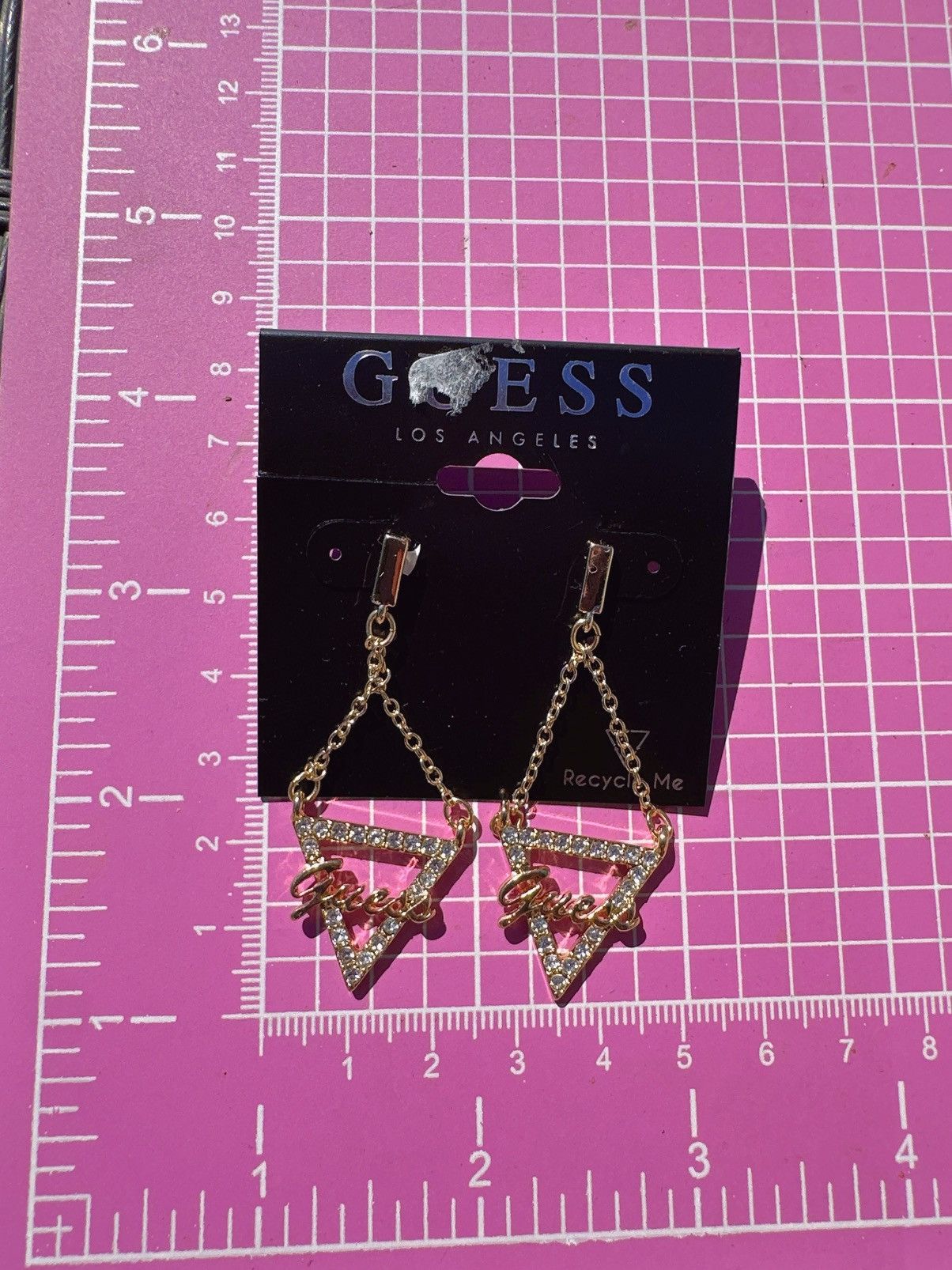 Guess Guess Earrings crystals paved triangle chain up tassels Size ONE SIZE - 5 Thumbnail