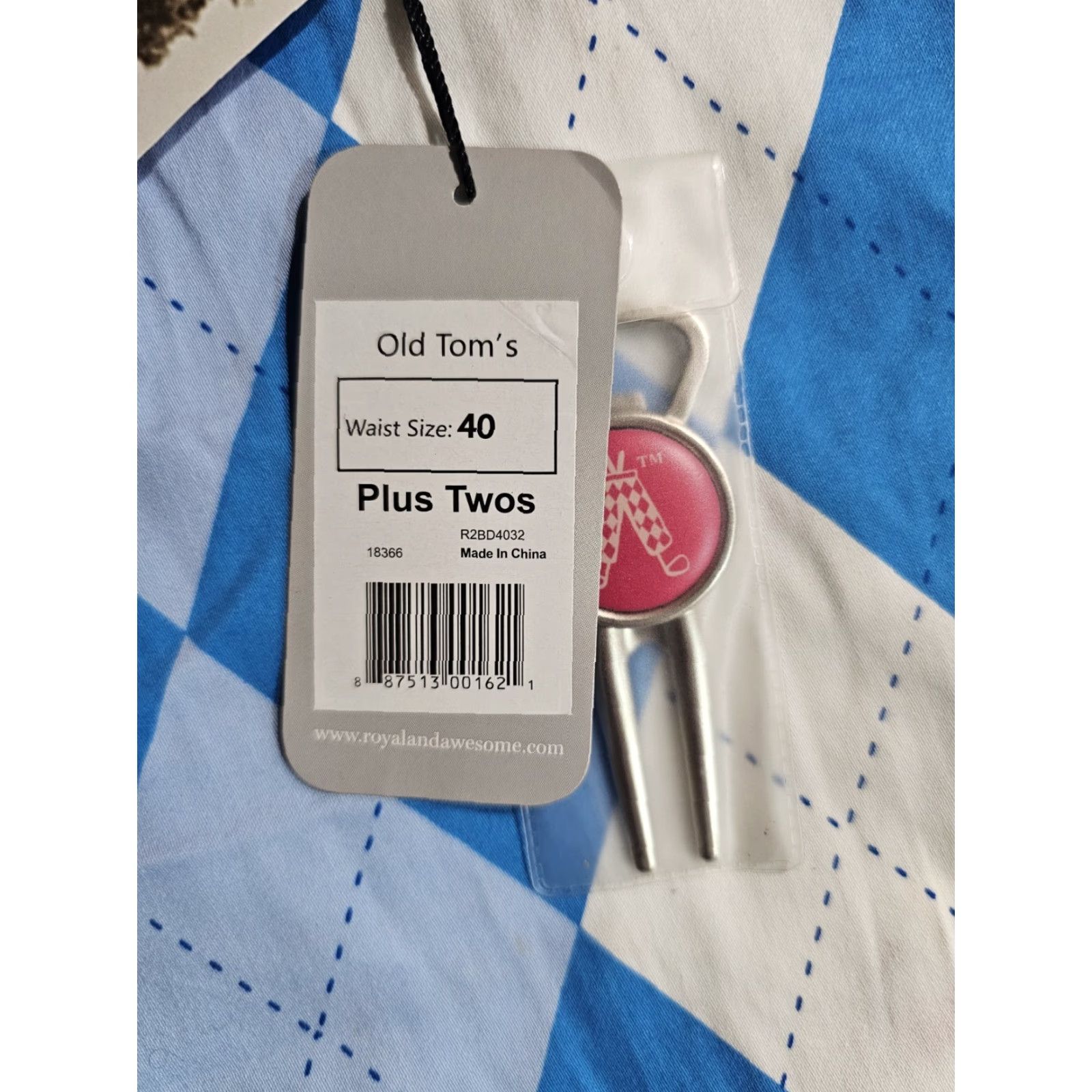 Vintage Royal & Awesome Blue/White Argyle “Old Tom’s” Golf Pants Size 40 Plus Twos NWTs Mens Size US 40 / EU 56 - 5 Thumbnail