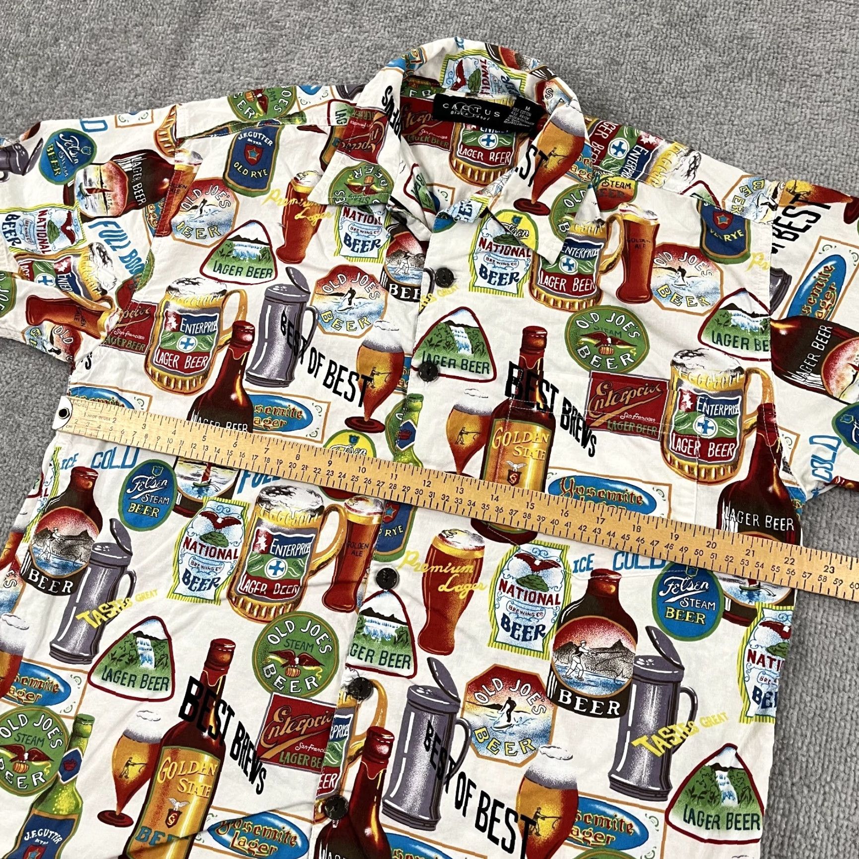 Vintage Cactus Novelty Button-Up Shirt Mens Medium White Lager Beer Geometric 90s Casual Size US M / EU 48-50 / 2 - 5 Thumbnail