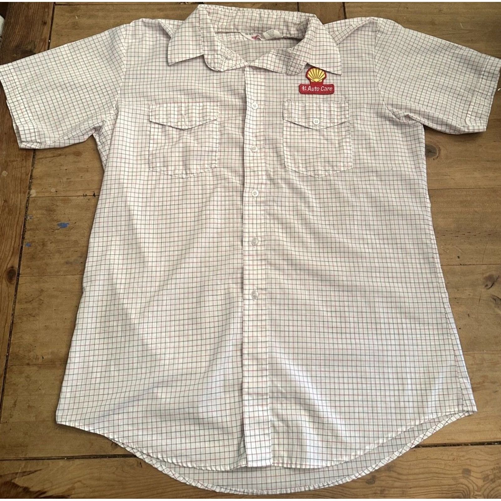 GAS VINTAGE Unitog Shell Gas Oil Auto Care Button Up Work Shirt LG 16-16.5 EUC Shirt Mens Size US L / EU 52-54 / 3 - 2 Thumbnail