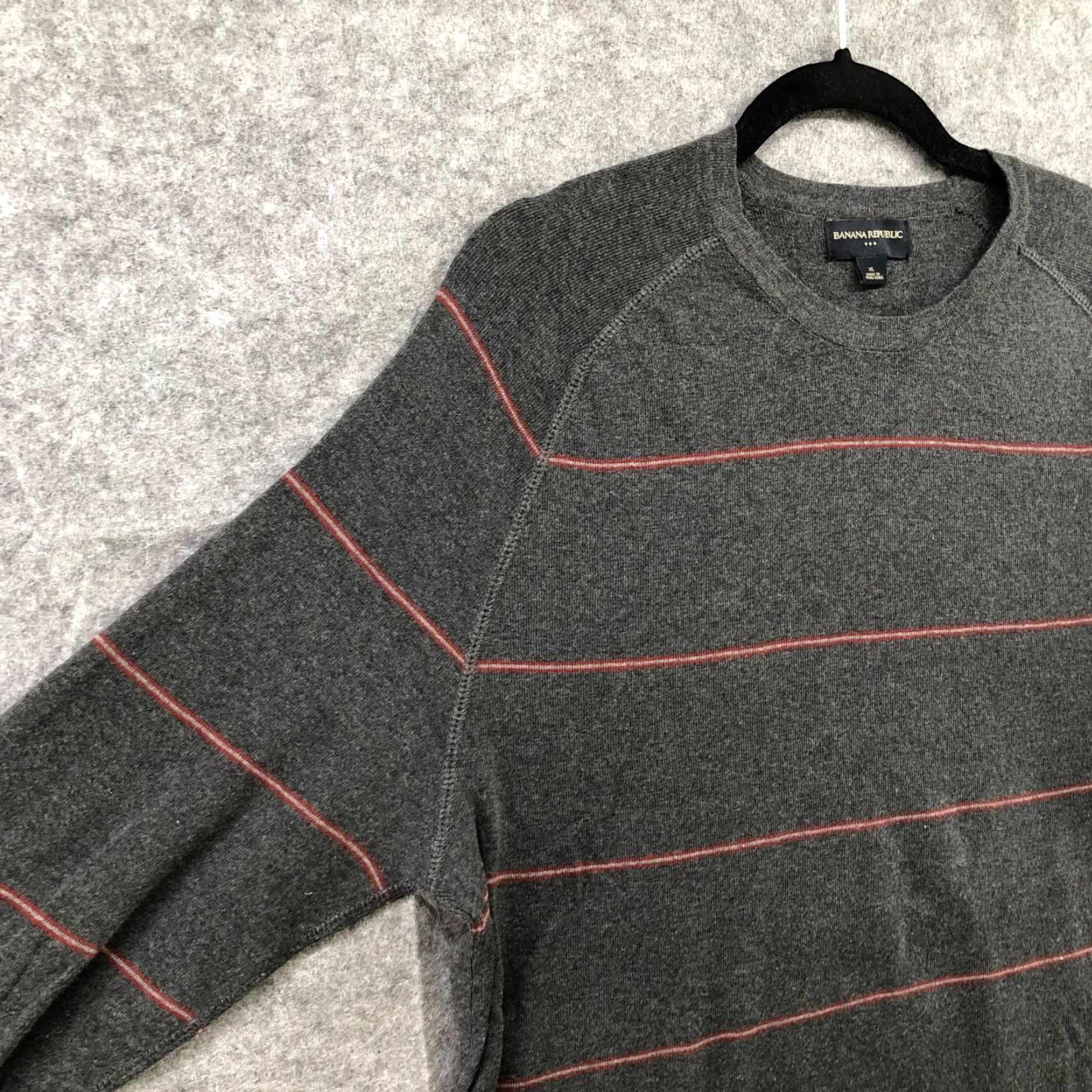Banana Republic VINTAGE Banana Republic Mens Sweater XL Crewneck Pullover Cotton Knit Striped Dark Gray Red Casual Size US XL / EU 56 / 4 - 5 Thumbnail