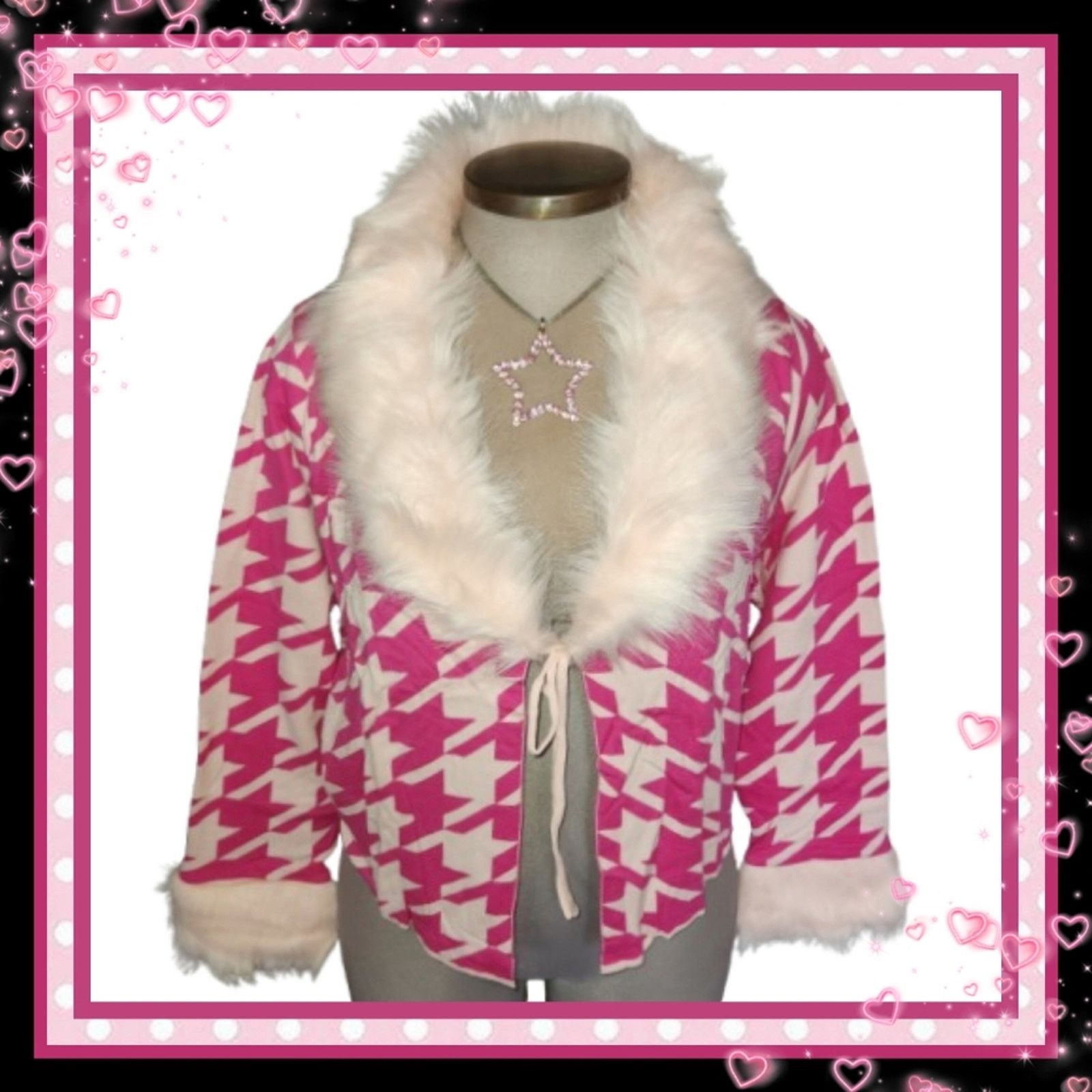 Dolls Kill SUGAR THRILLZ ☆ FUR COLLAR ☆ HOUNDSTOOTH CROP CARDI ☆ 3x NWT Size 3XL / US 20-22 - 1 Thumbnail