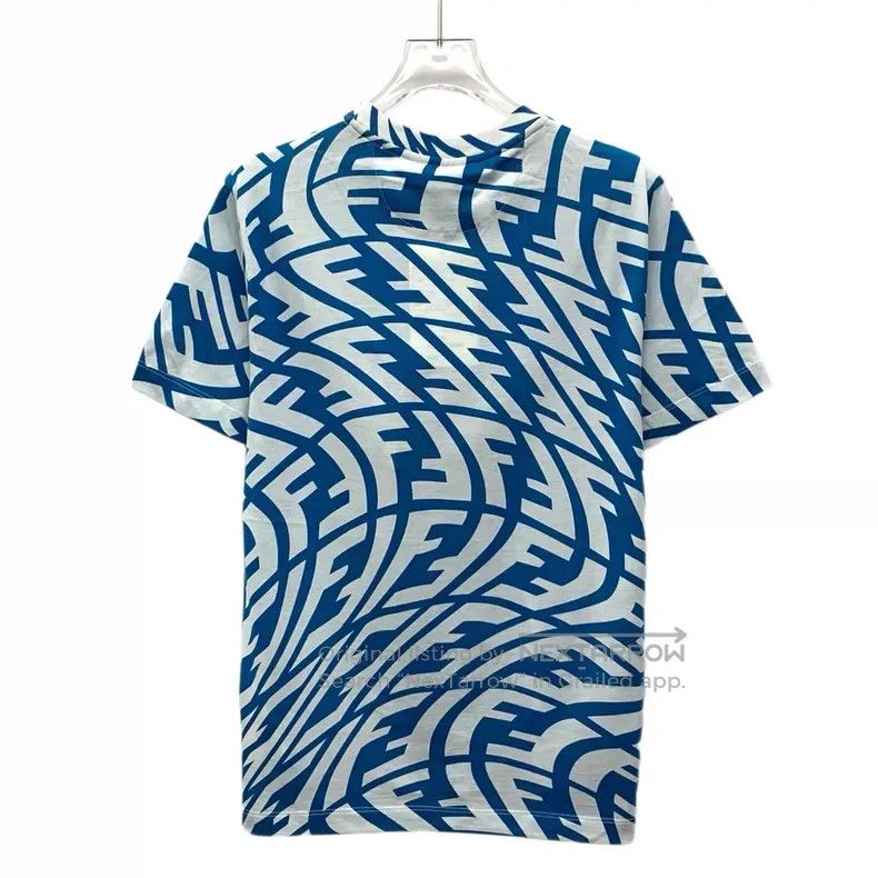 Fendi Fendi Blue logo lettering full print cotton round neck sho Size M / US 6-8 / IT 42-44 - 2 Thumbnail