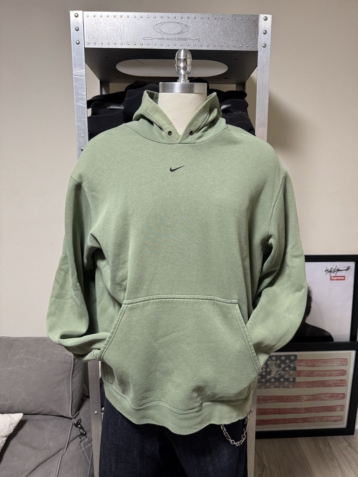 Nike Vintage 00's Nike Mini Center Swoosh Matcha Green Hoodie Size US XL / EU 56 / 4 - 1 Thumbnail