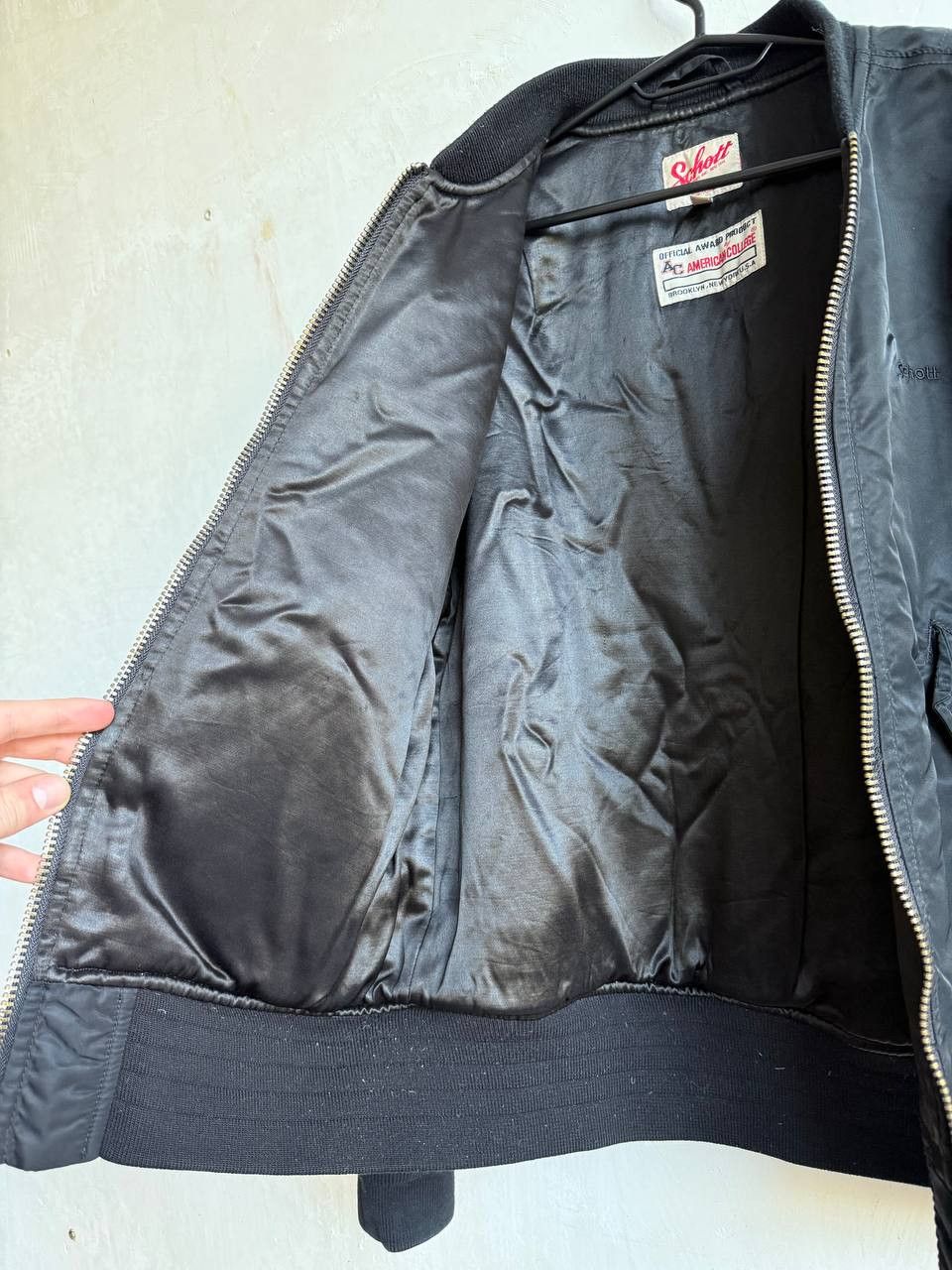Schott Schott NYC American College Nylon Mens Black Bomber Jacket M Size US M / EU 48-50 / 2 - 12 Thumbnail