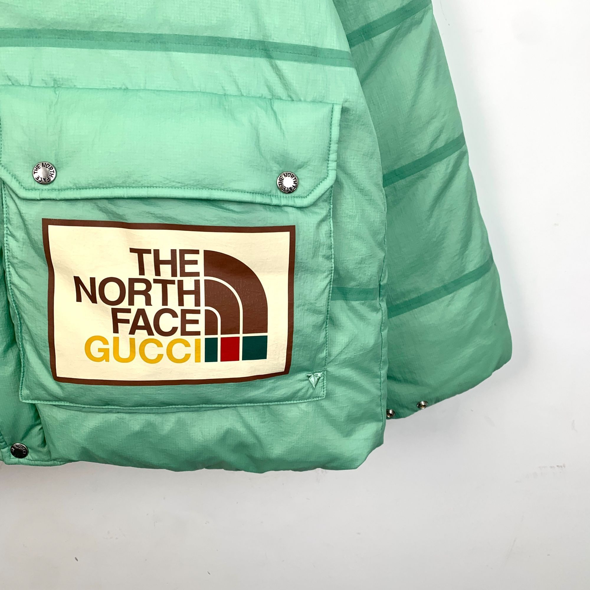 Gucci The North Face x Gucci Puffer Jacket Unisex Size L Mint Gree Size L / US 10 / IT 46 - 4 Thumbnail