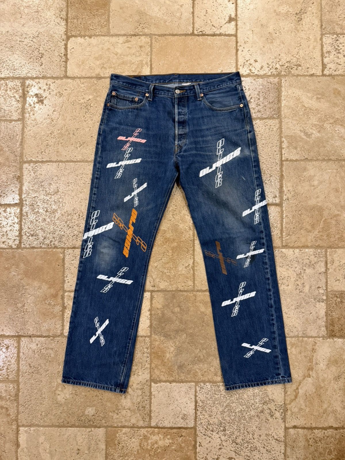 Levi's Levi’s x Oliver Rogers Blue Denim wash Mulicolor Logo Jeans Size US 36 / EU 52 - 1 Thumbnail