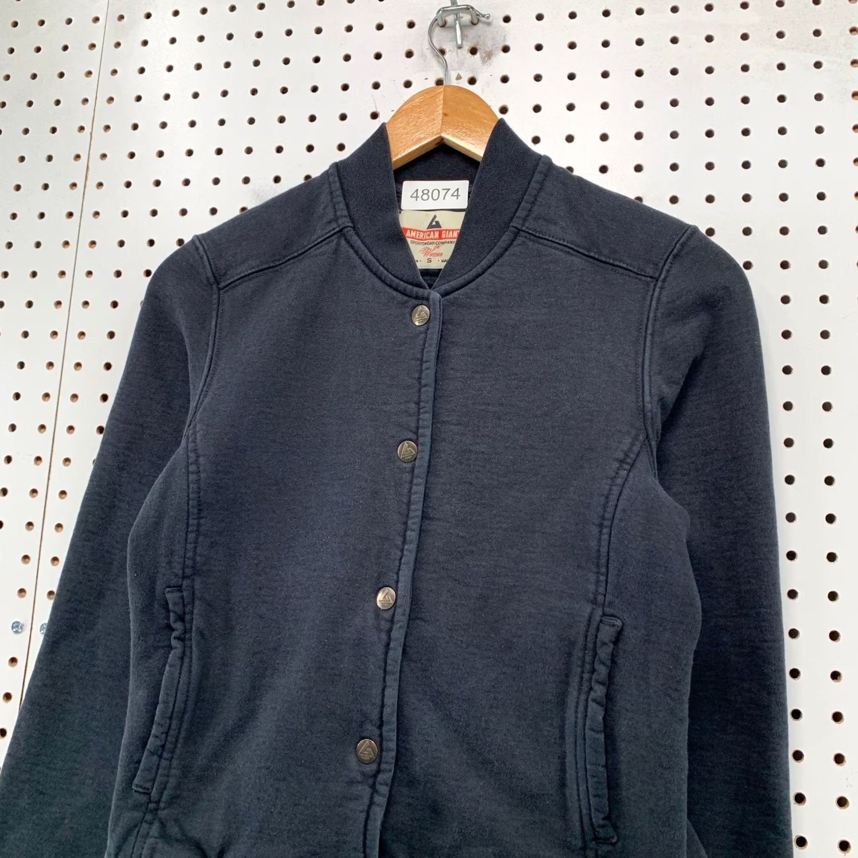 Vintage American Giant Fleece Sweatshirt Jacket Womens Small Black USA Snap XS? Size S / US 4 / IT 40 - 6 Thumbnail