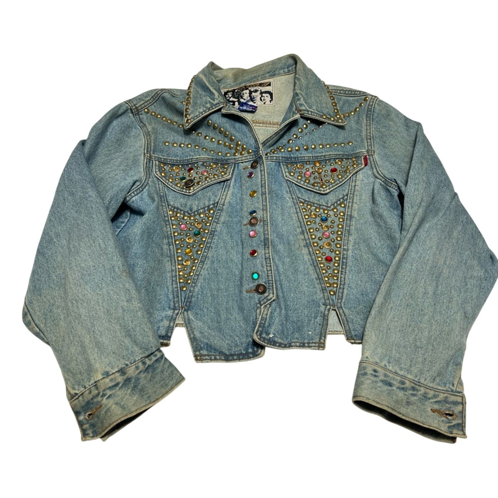 Vintage Vintage 80s Gazoz Bedazzled Jean Denim Jacket MADE IN USA Size L / US 10 / IT 46 - 1 Thumbnail