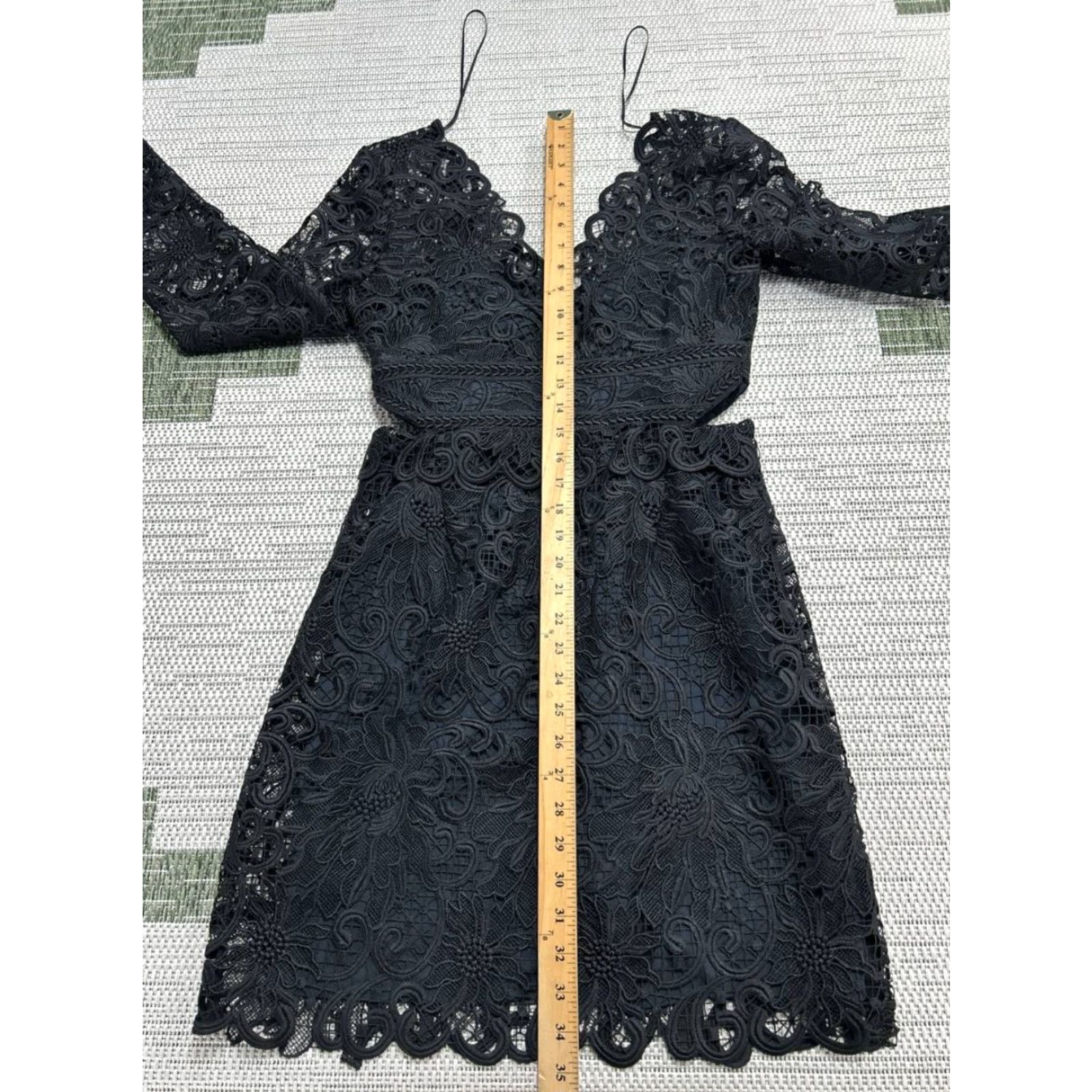Reiss Reiss Dress Womens Bodycon Lace Black Zip Knee Length V-Neck Floral Long Sleeve 6 - Casual Party/Cocktail Size M / US 6-8 / IT 42-44 - 6 Thumbnail