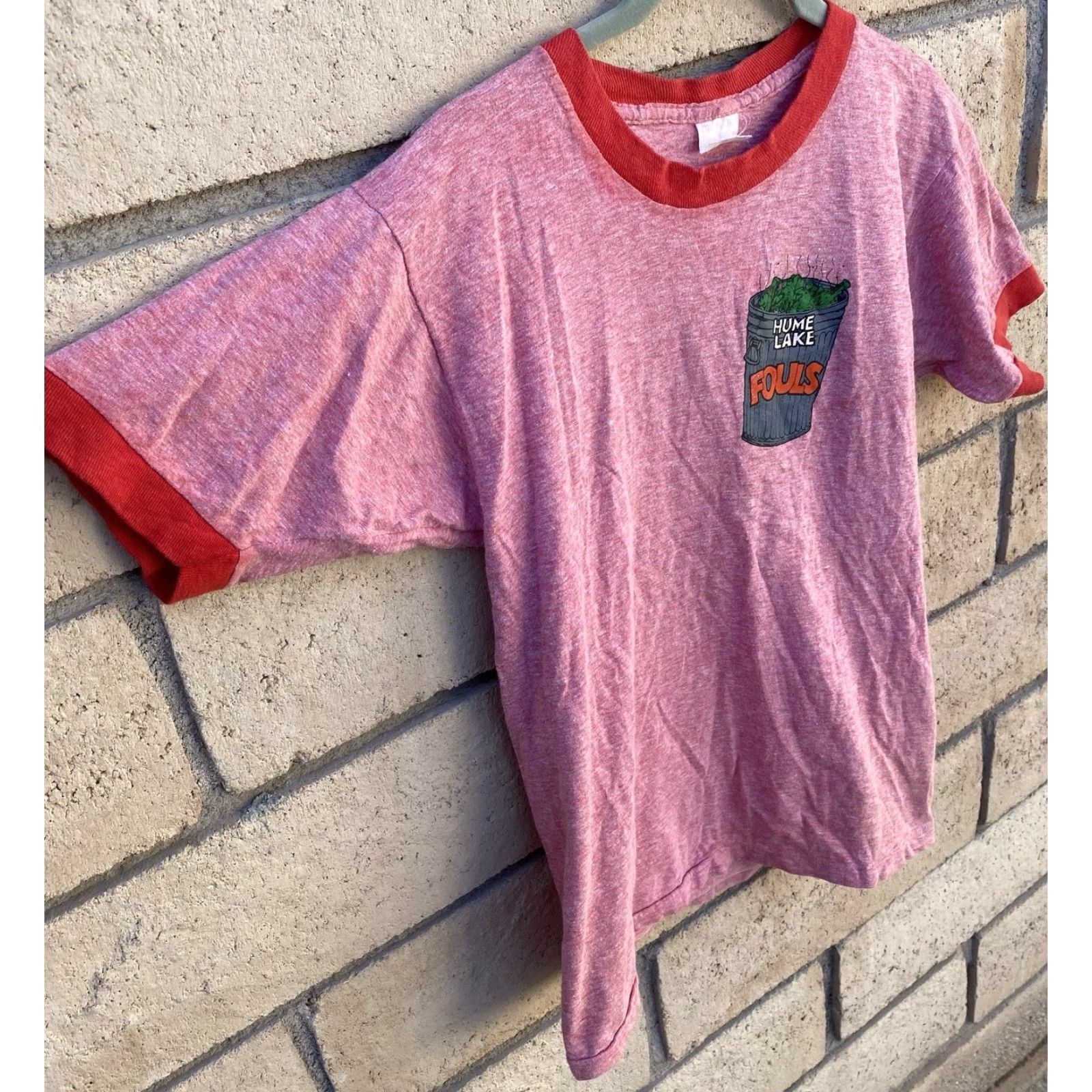 Vintage VINTAGE Hume Lake Fouls Ringer Tee T Shirt Trash Can Graphics Worn 70s 80s Size US S / EU 44-46 / 1 - 4 Thumbnail