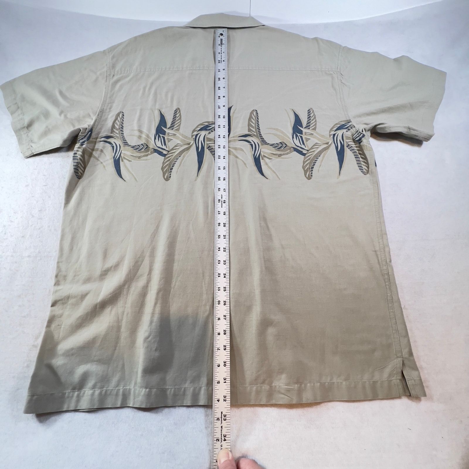 M.E. Sport Button Shirt M.E. Sport Mens XL Tan Slate Blue Floral Print Size US XL / EU 56 / 4 - 8 Thumbnail