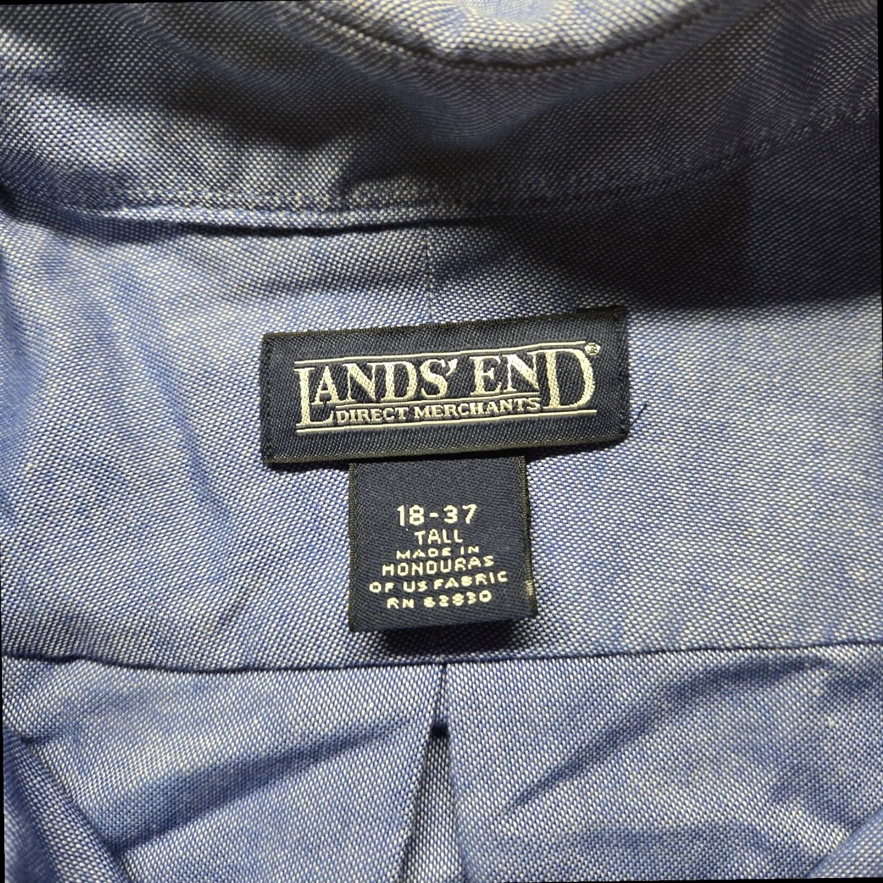 Lands' End Lands End Solid Blue Long Sleeve Button Up Mens Big Tall Shirt Adult Size 18 36 Size US XXL / EU 58 / 5 - 3 Thumbnail