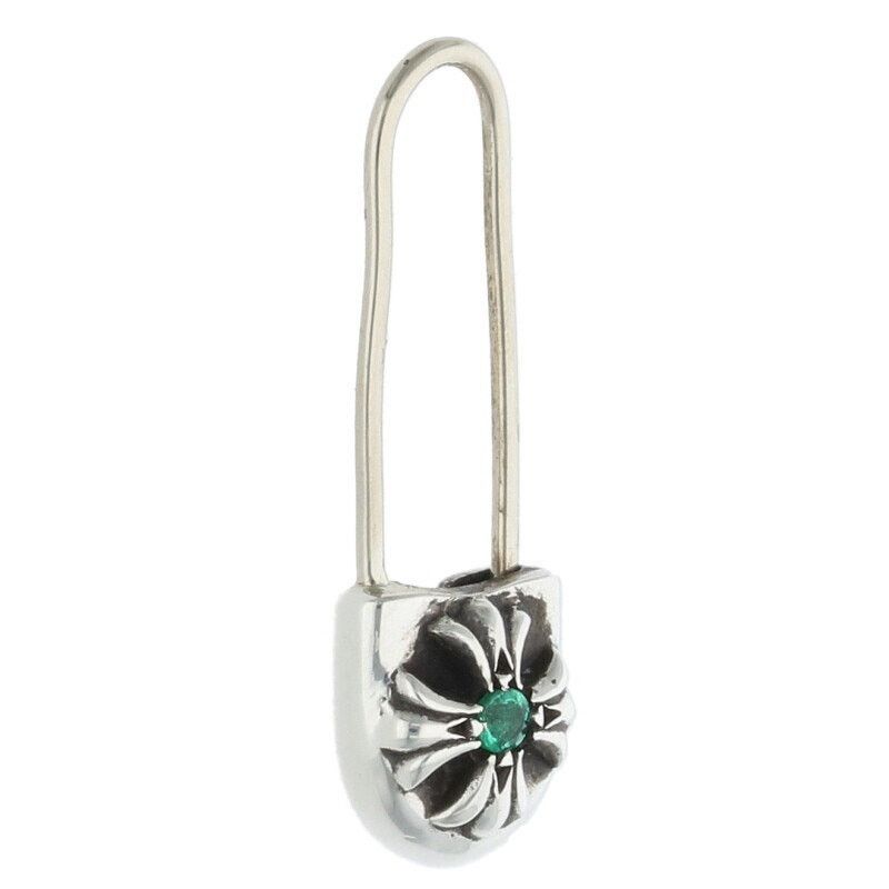 Chrome Hearts Chrome Hearts Safety Pin Emerald Silver Earring Size ONE SIZE - 1 Thumbnail