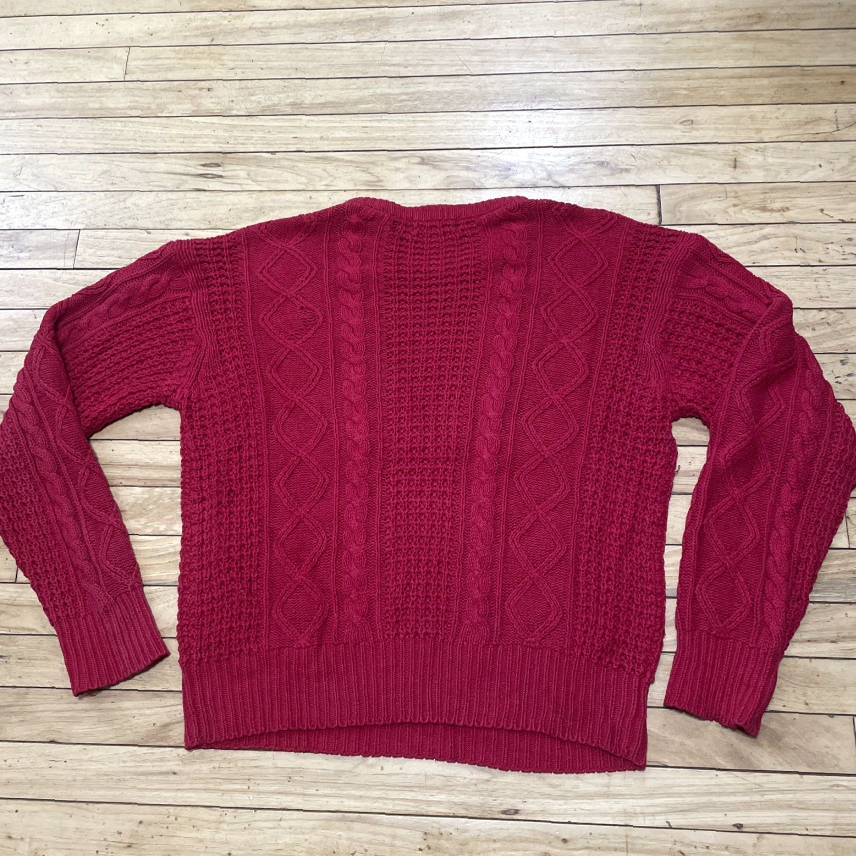 Vintage VINTAGE Finalist Fisherman Sweater Men L Linen Red Christmas Holliday Cable Knit Vtg 90s Shirt Size US L / EU 52-54 / 3 - 2 Thumbnail