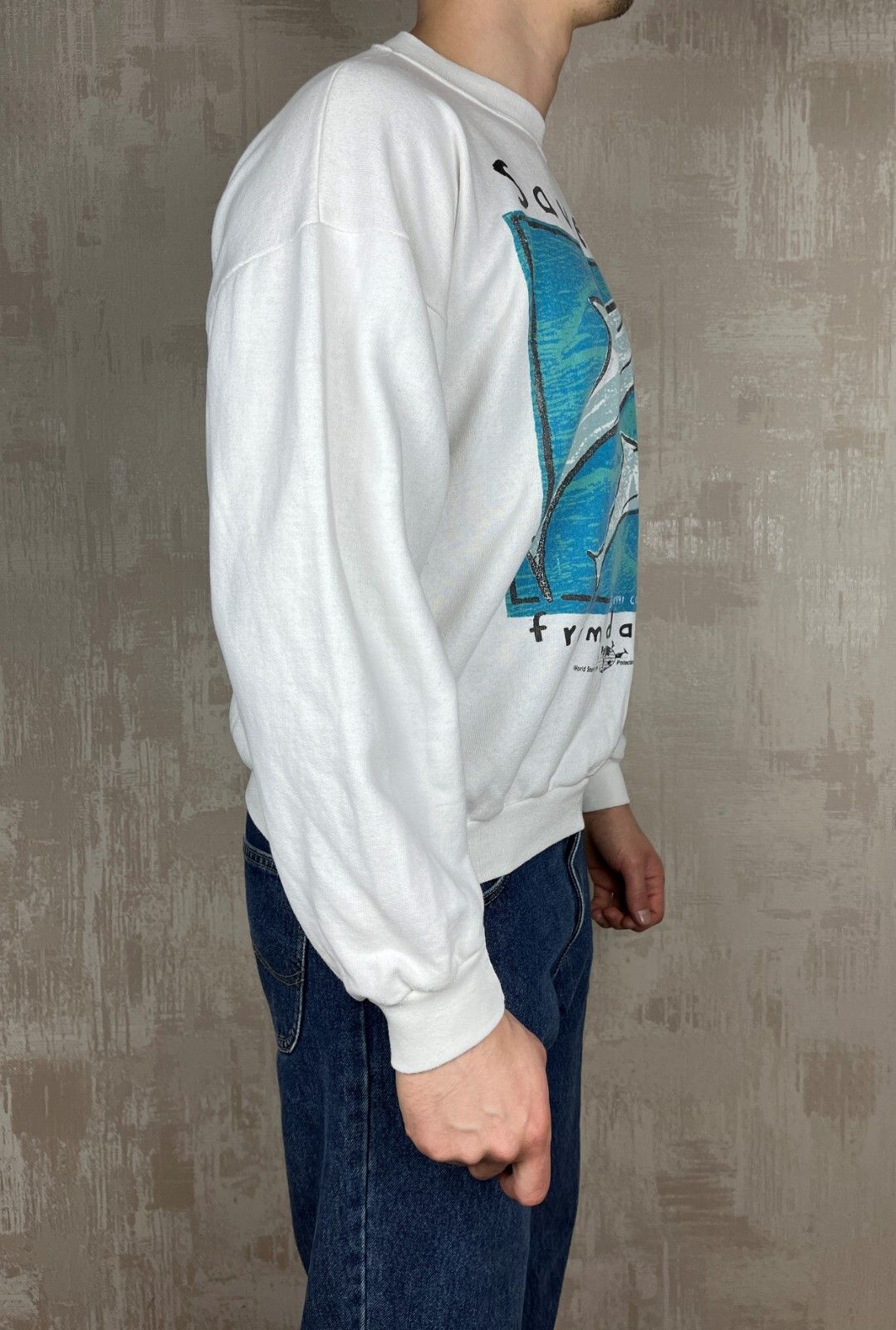Vintage Vintage "Save Us From Danger" 1991 Caring Earth Sweatshirt Size US L / EU 52-54 / 3 - 8 Thumbnail