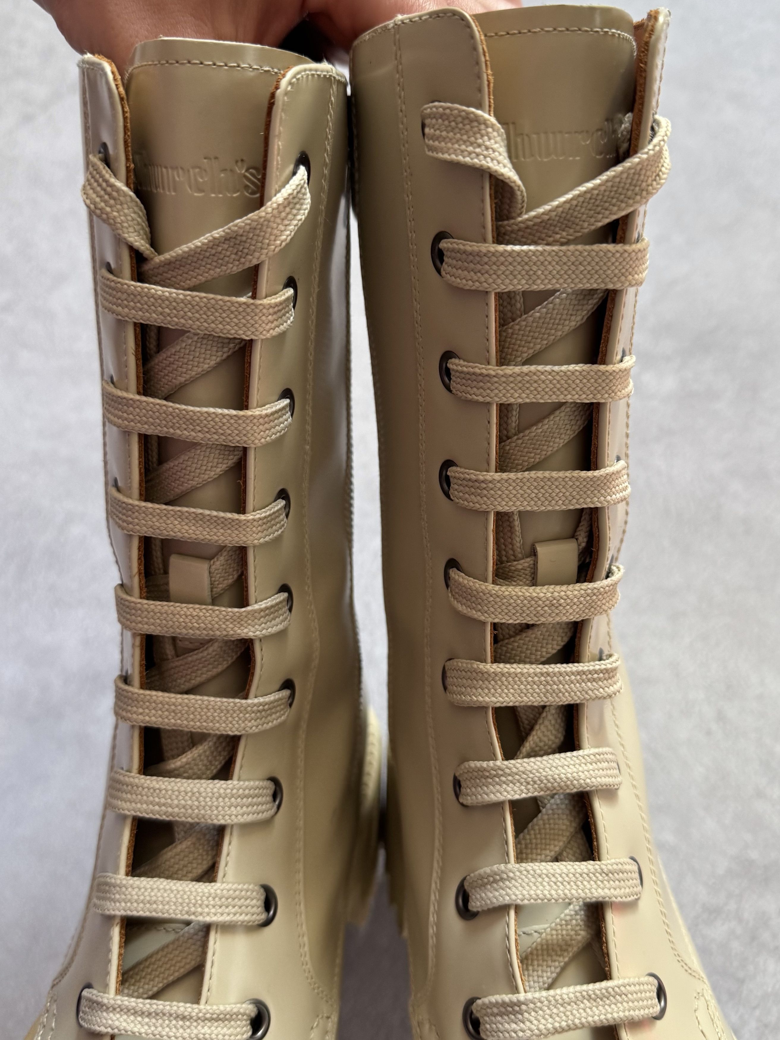 Church's Church's Gwyneth Leather Ankle Combat Boots Beige Size US 10 / IT 40 - 14 Thumbnail