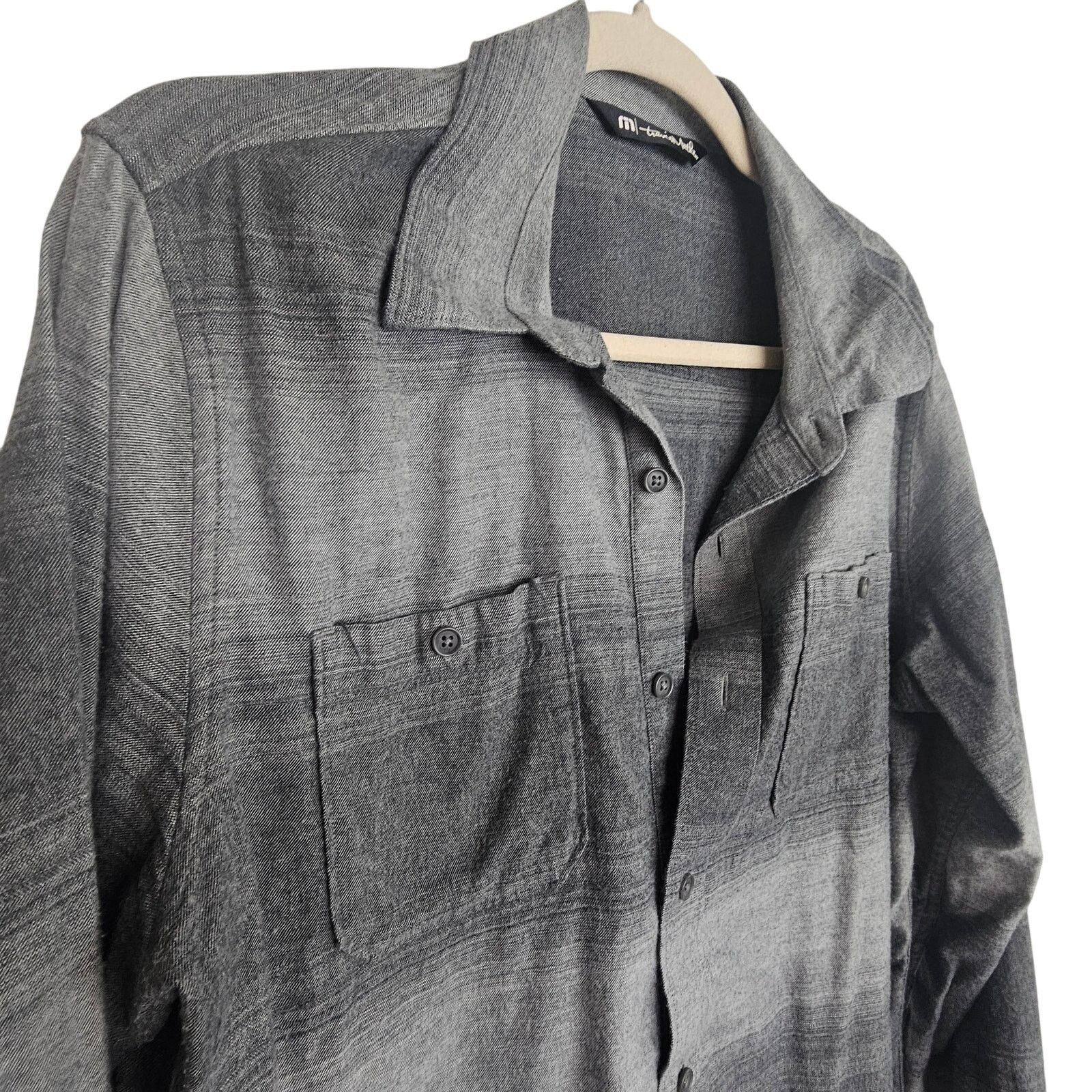 TravisMathew Travis Mathew Shirt Men M Gray Striped Button Flannel Grunge Size US M / EU 48-50 / 2 - 5 Thumbnail