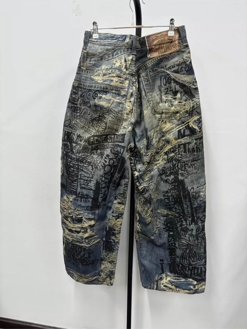 Acne Studios acne studios Printed ripped loose straight leg jeans 2504-N Size US 28 / EU 44 - 2 Thumbnail