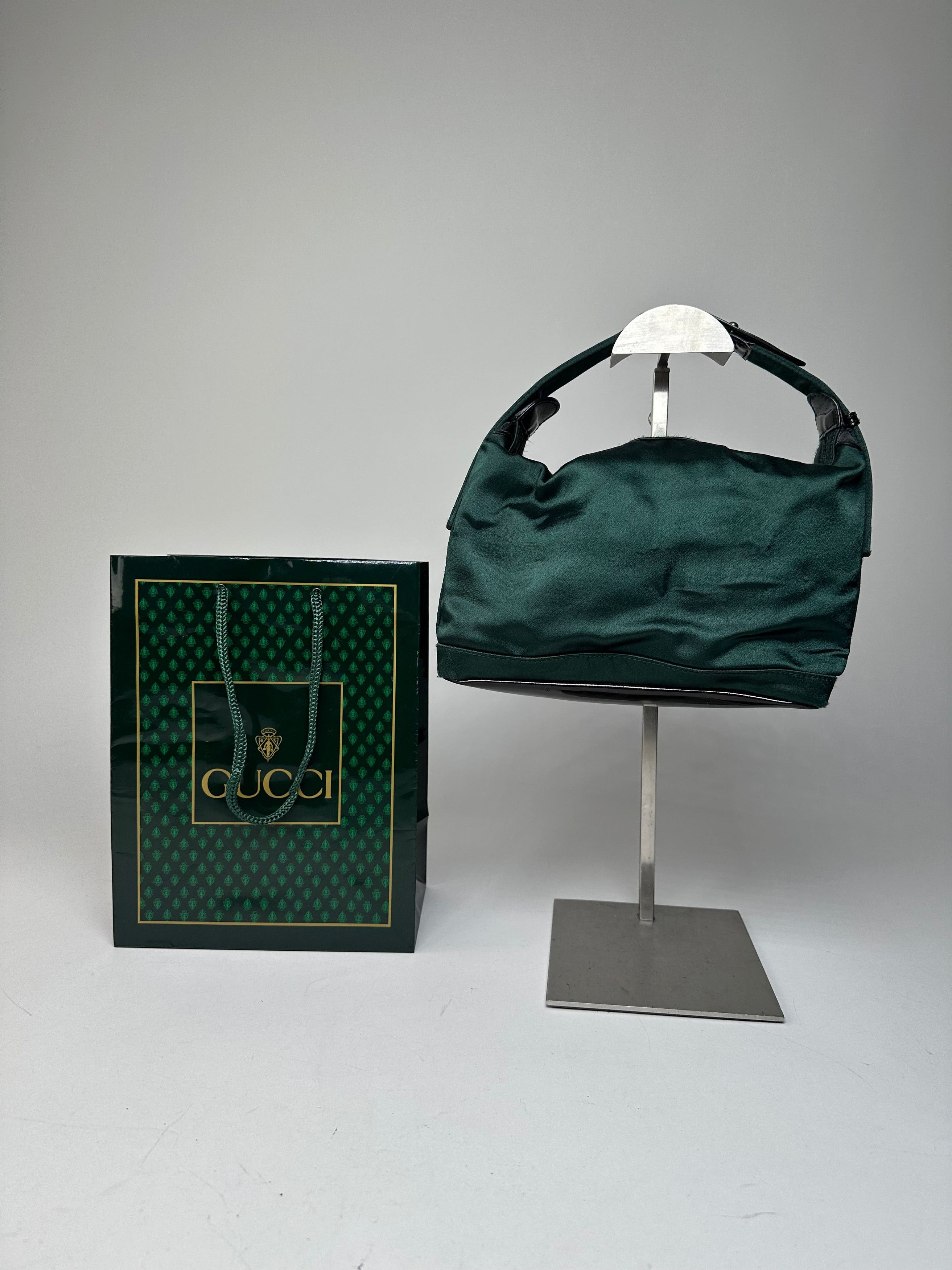Gucci Vintage Polyester Leather Hand Bag Green Size ONE SIZE - 1 Thumbnail