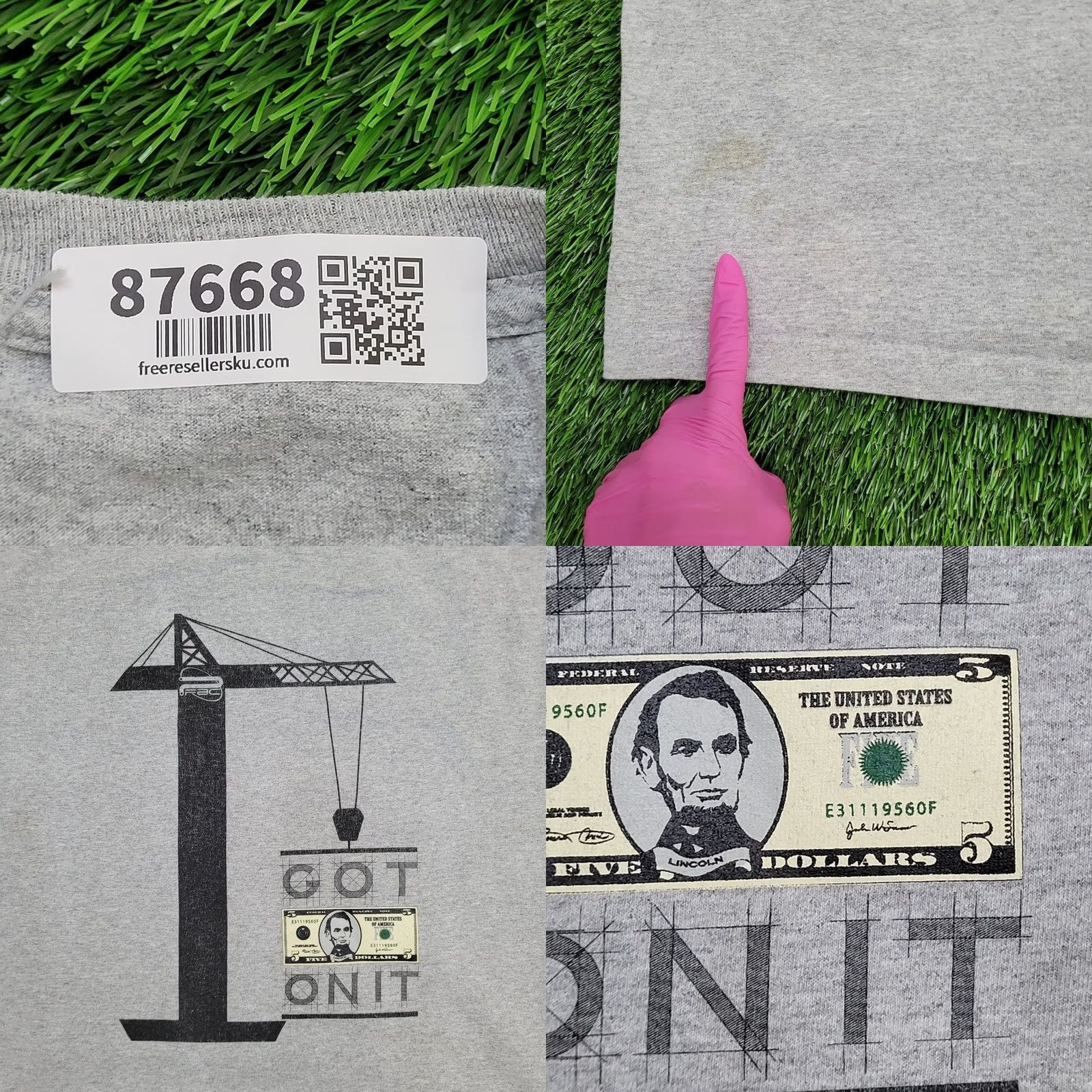Vintage VINTAGE Funny I-Got-5-On-It Humor Shirt 2XL/3XL Gray 1990s Graphic Tee Mens Shirt Size US XXL / EU 58 / 5 - 8 Thumbnail