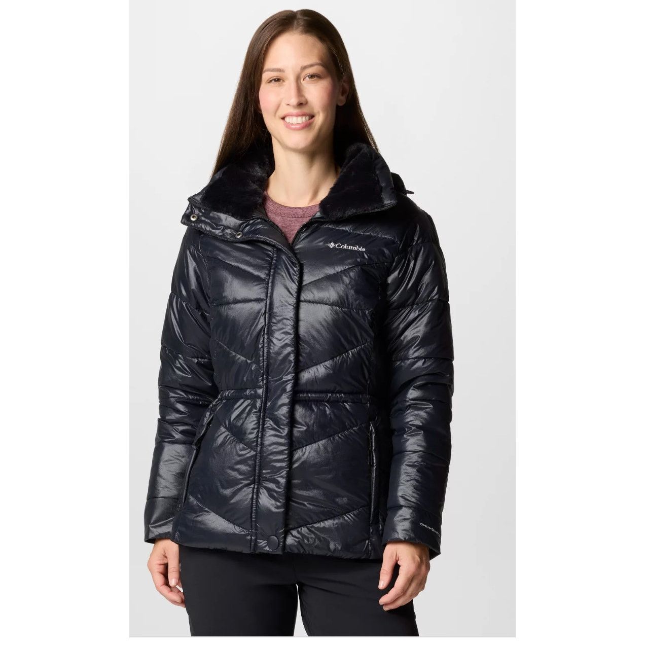 Columbia Columbia Black Insulated Buffer Jacket Coat Hood fur Sz L Size L / US 10 / IT 46 - 1 Thumbnail