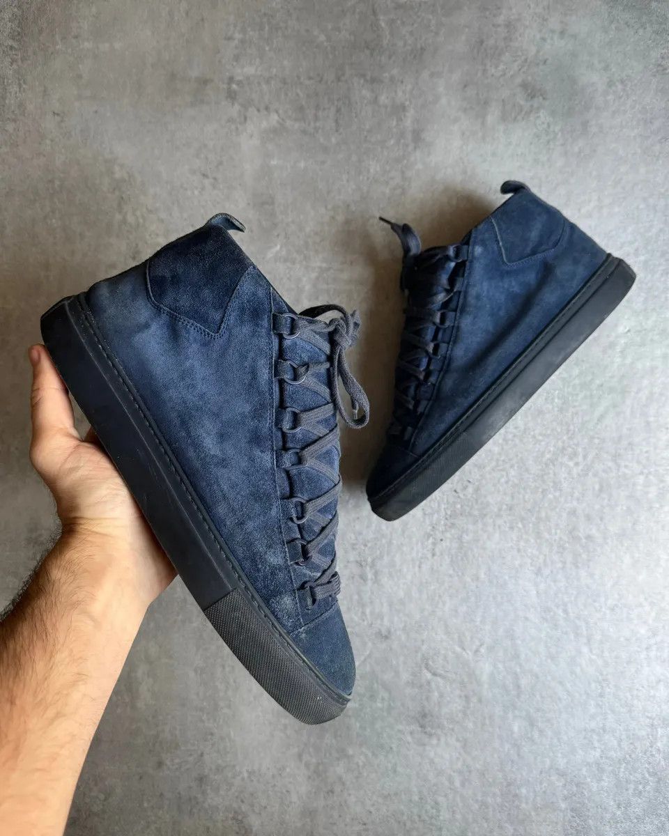 Balenciaga Arena High Blue Suede Leather Shoes