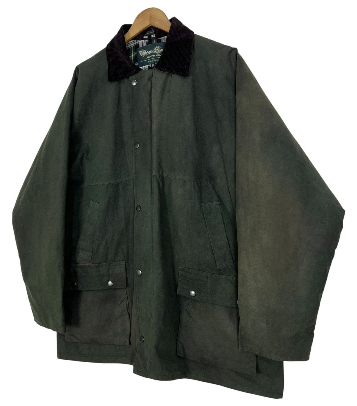 Barbour Vintage Open Green Waxed Jacket Size US XXL / EU 58 / 5 - 4 Thumbnail