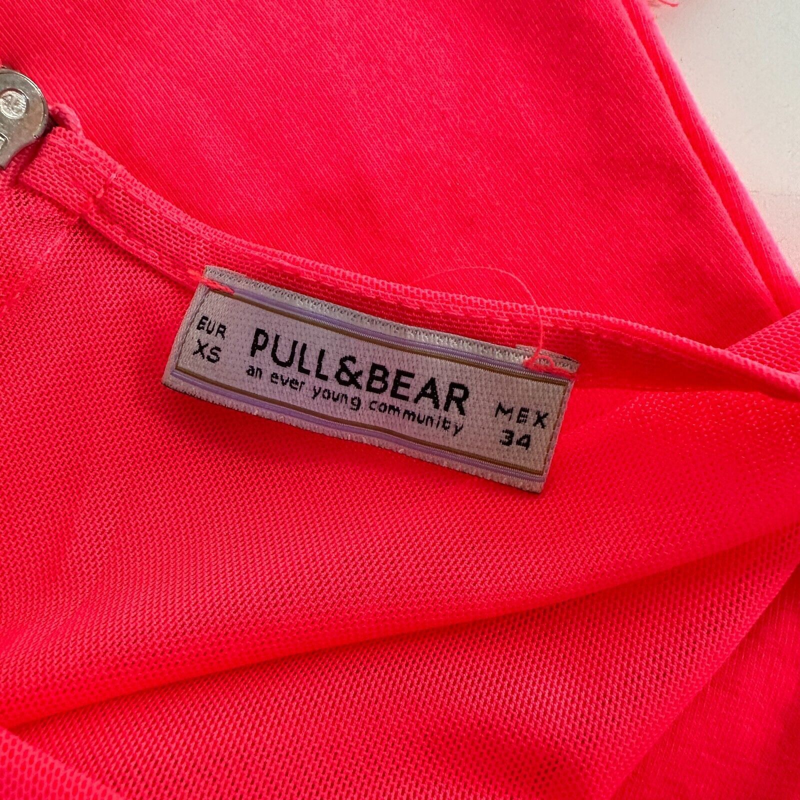 Pull & Bear Pull & Bear Bright Pink Sleeveless Cotton Sheer Mesh Top XS Size XS / US 0-2 / IT 36-38 - 7 Thumbnail