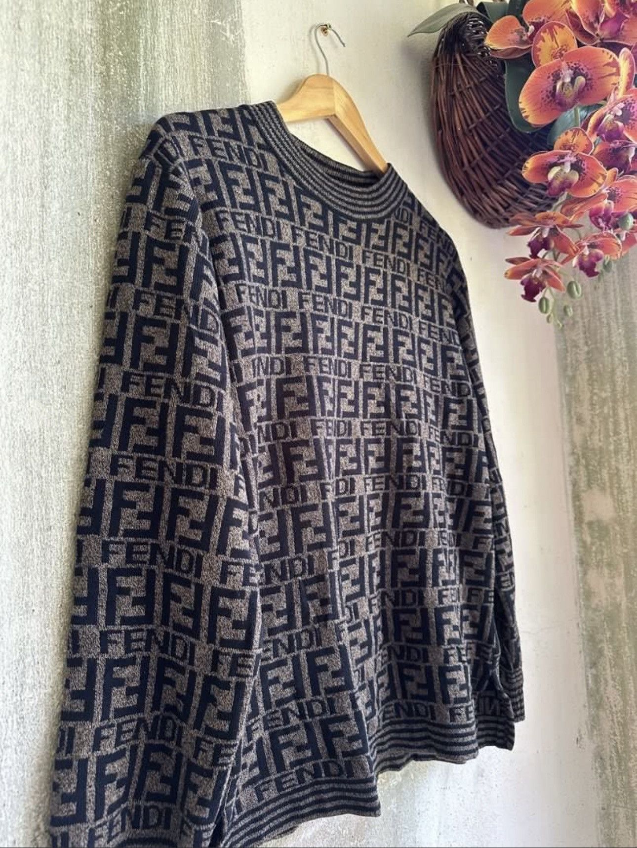 Fendi 🔅Rare🔅 Fendi Knitwear Zucca Monogram Logo Wool Sweater Size US M / EU 48-50 / 2 - 3 Thumbnail