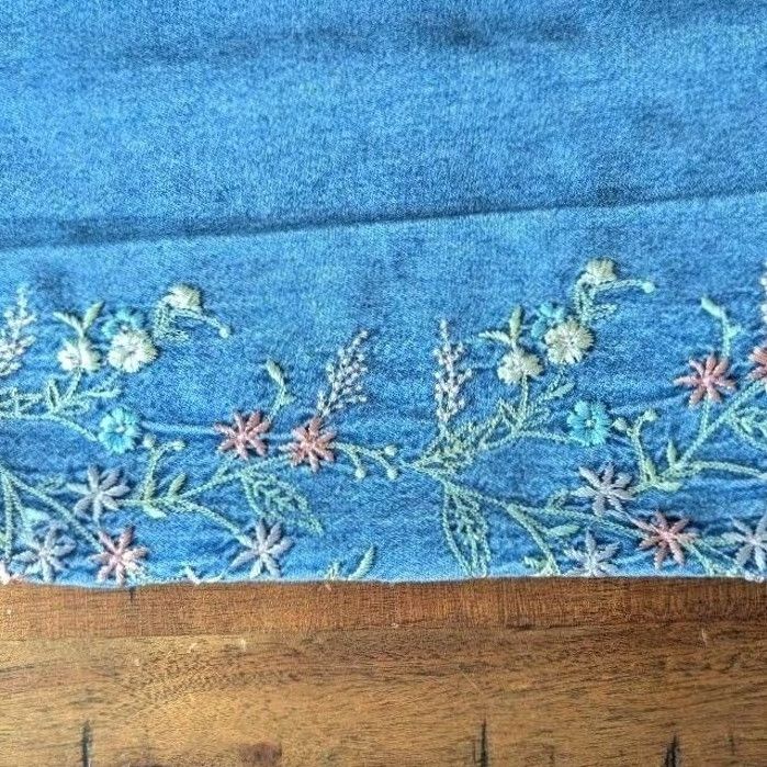 Vintage VINTAGE Draper's & Damon's Jeans Cropped 5-Pocket Denim High Rise 100% Cotton Floral Embroidered Womens Petite 10P Blue Size 32" / US 10 / IT 46 - 3 Thumbnail