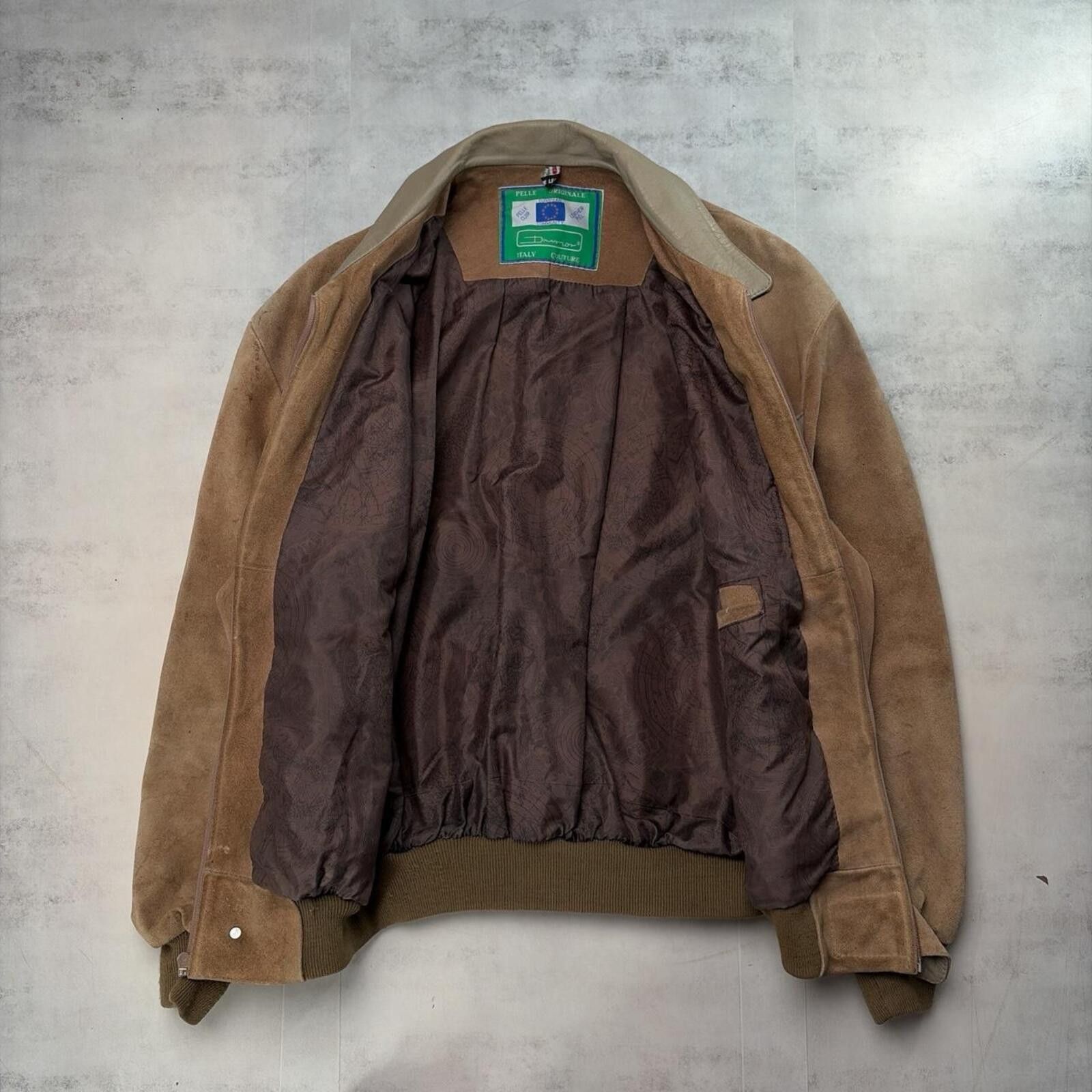 Other Vintage 90s Italian Suede Leather Chevron Moto Bomber Jacket Size US XL / EU 56 / 4 - 2 Thumbnail