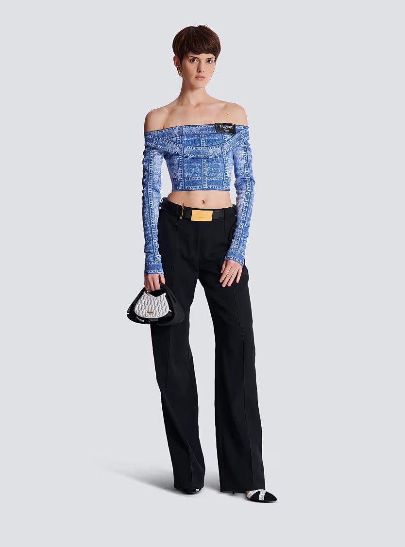 o1s1wg111225 Denim Trompe Loel Top in Blue
