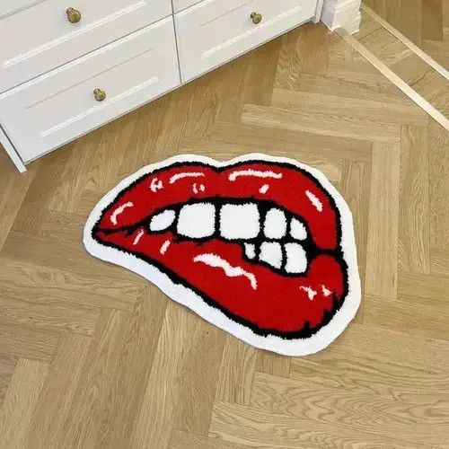 Designer Red Lips Tufted Rug Soft Good Carpet 54x70cm Size ONE SIZE - 4 Thumbnail