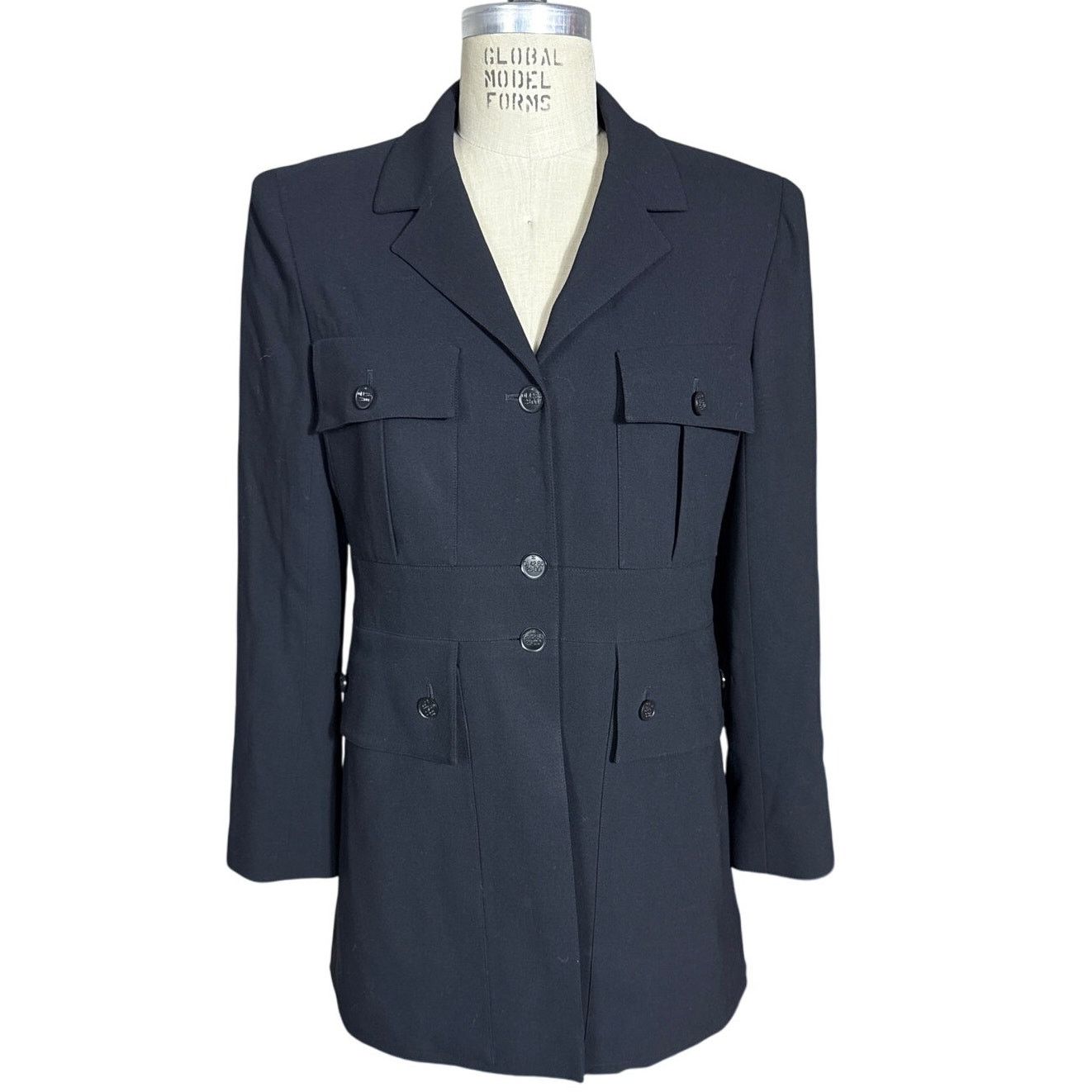 Chanel Vintage 90s Chanel Long 4 Pocket Wool Blazer in Black Size XL / US 12-14 / IT 48-50 - 1 Thumbnail