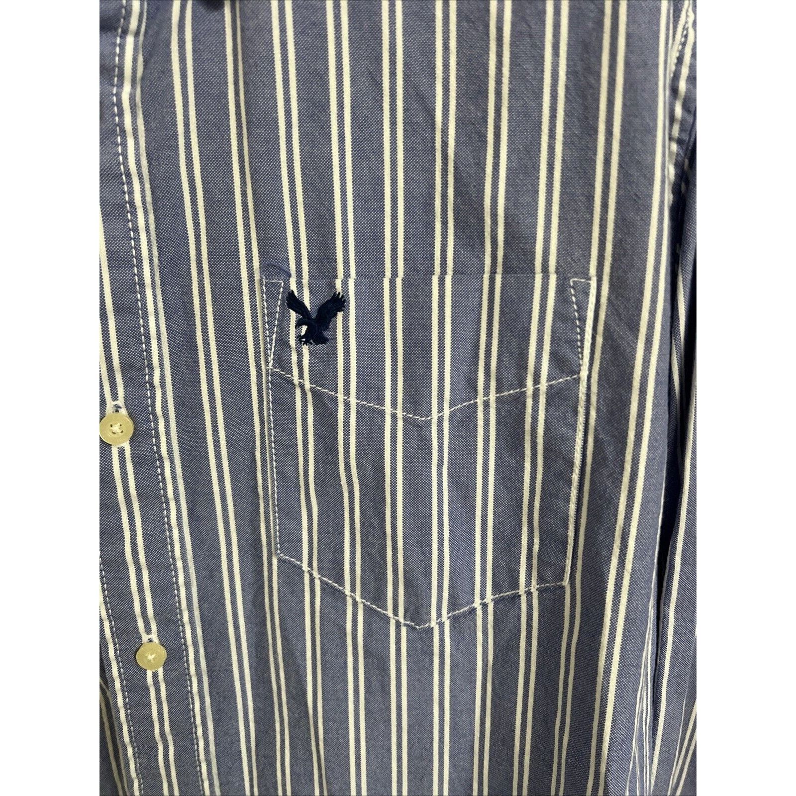 American Eagle Outfitters American Eagle Shirt Mens XL Blue Striped Button Up Y2K Size US XL / EU 56 / 4 - 2 Thumbnail