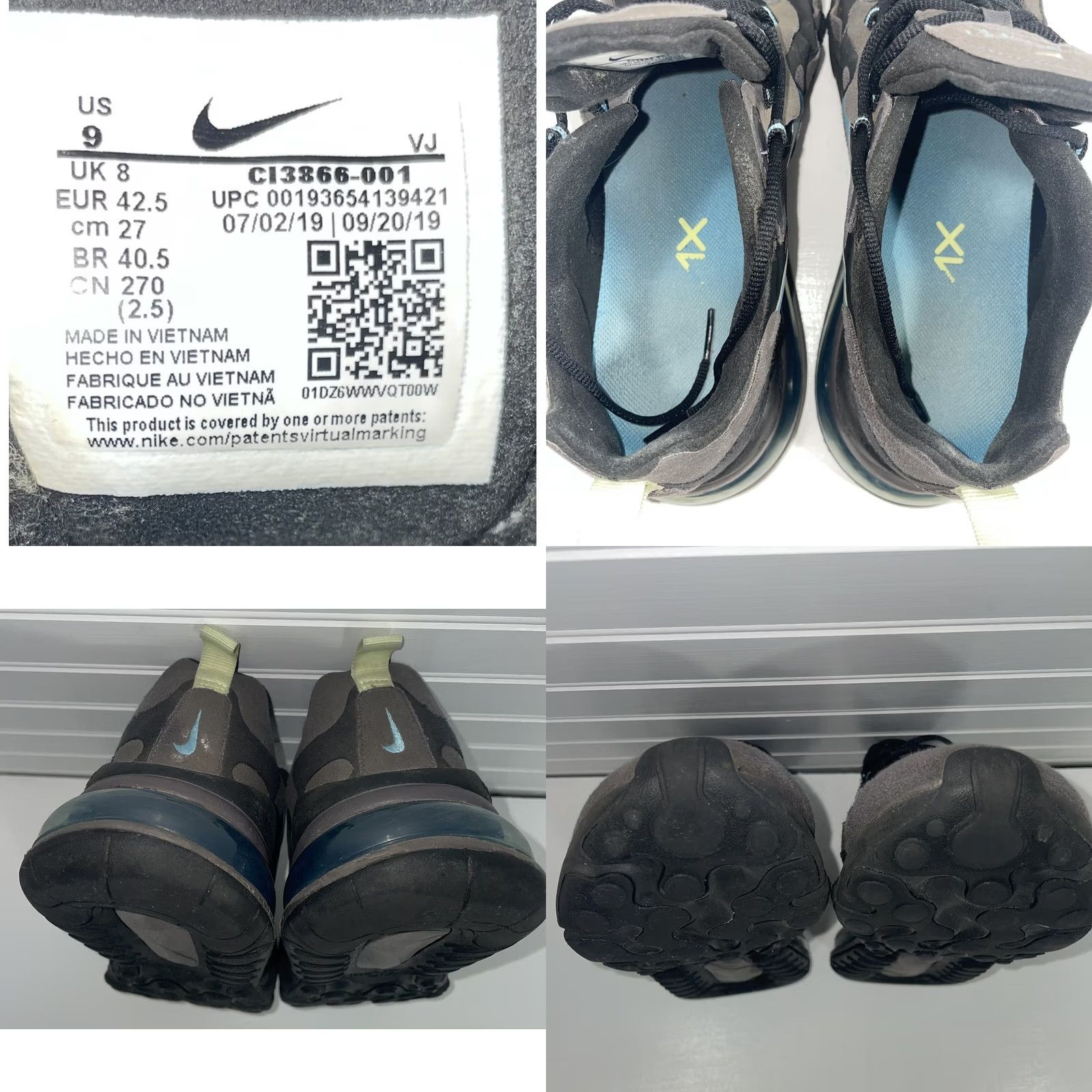 Nike Nike Sneaker Mens Black Air Max React C13866 Size Gray Blue Swoosh Size US 8 / EU 41 - 8 Thumbnail