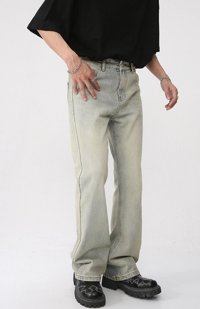 Japanese Brand × Jean Vintage washed distressed flared straight jeans Size US 32 / EU 48 - 5 Thumbnail