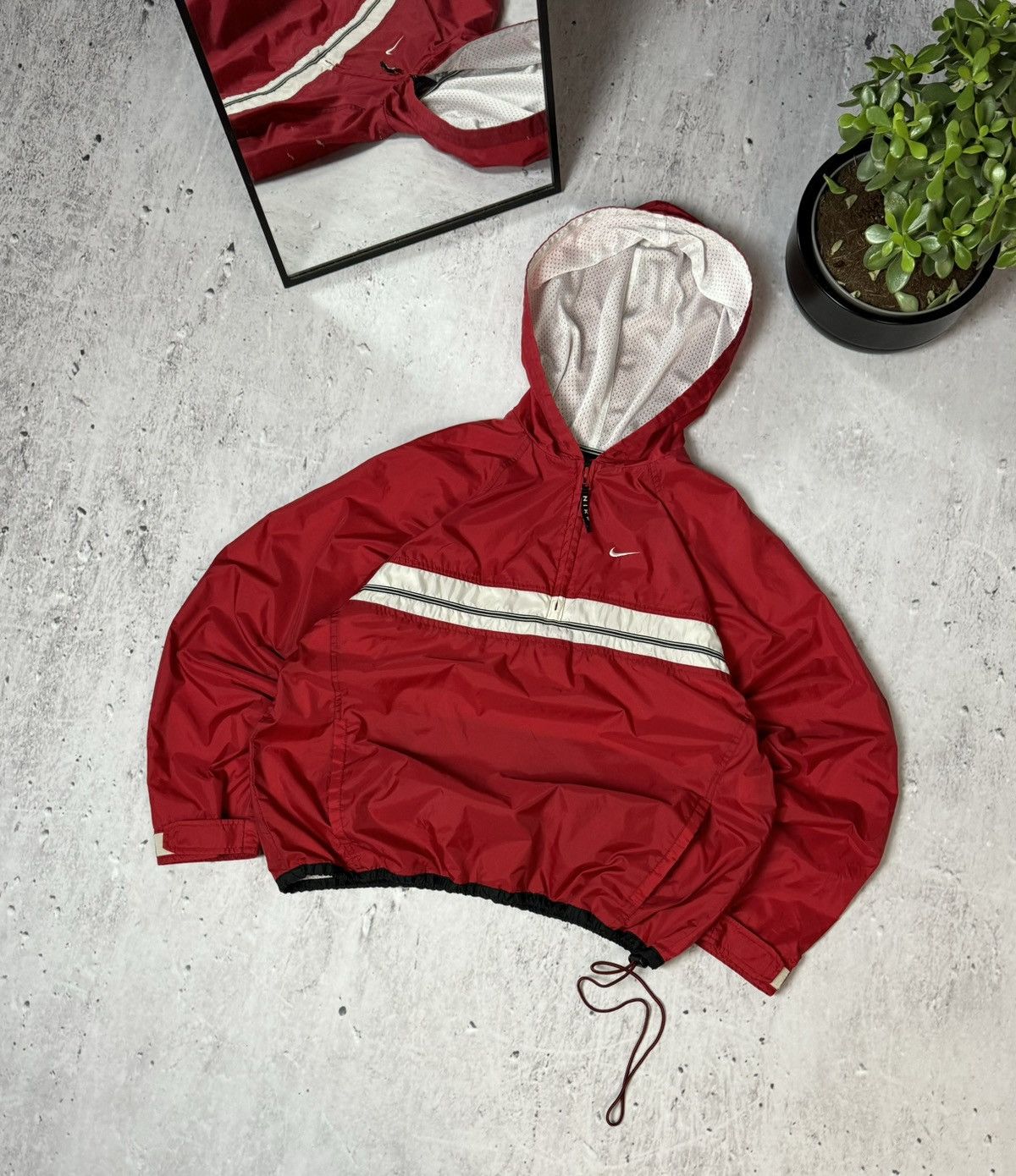90s Nike Vintage Mini Swoosh Nylon Anorak Jacket Hooded