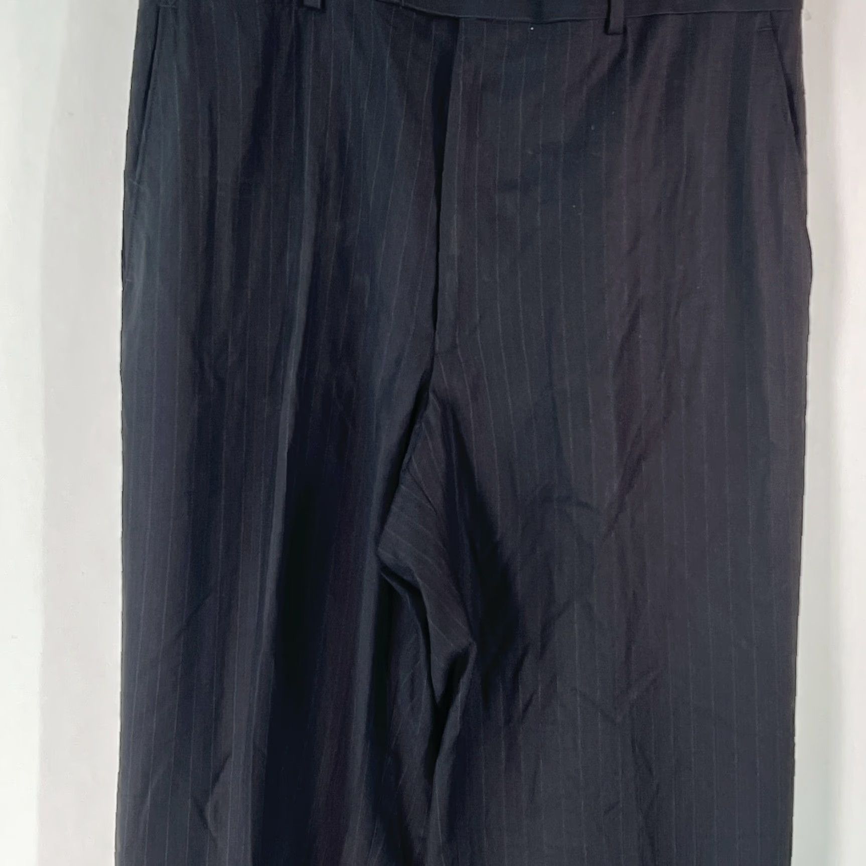 Vintage Louis Raphael Mens Flat Front Striped Black Dress Pants 34X32 Size US 34 / EU 50 - 5 Thumbnail