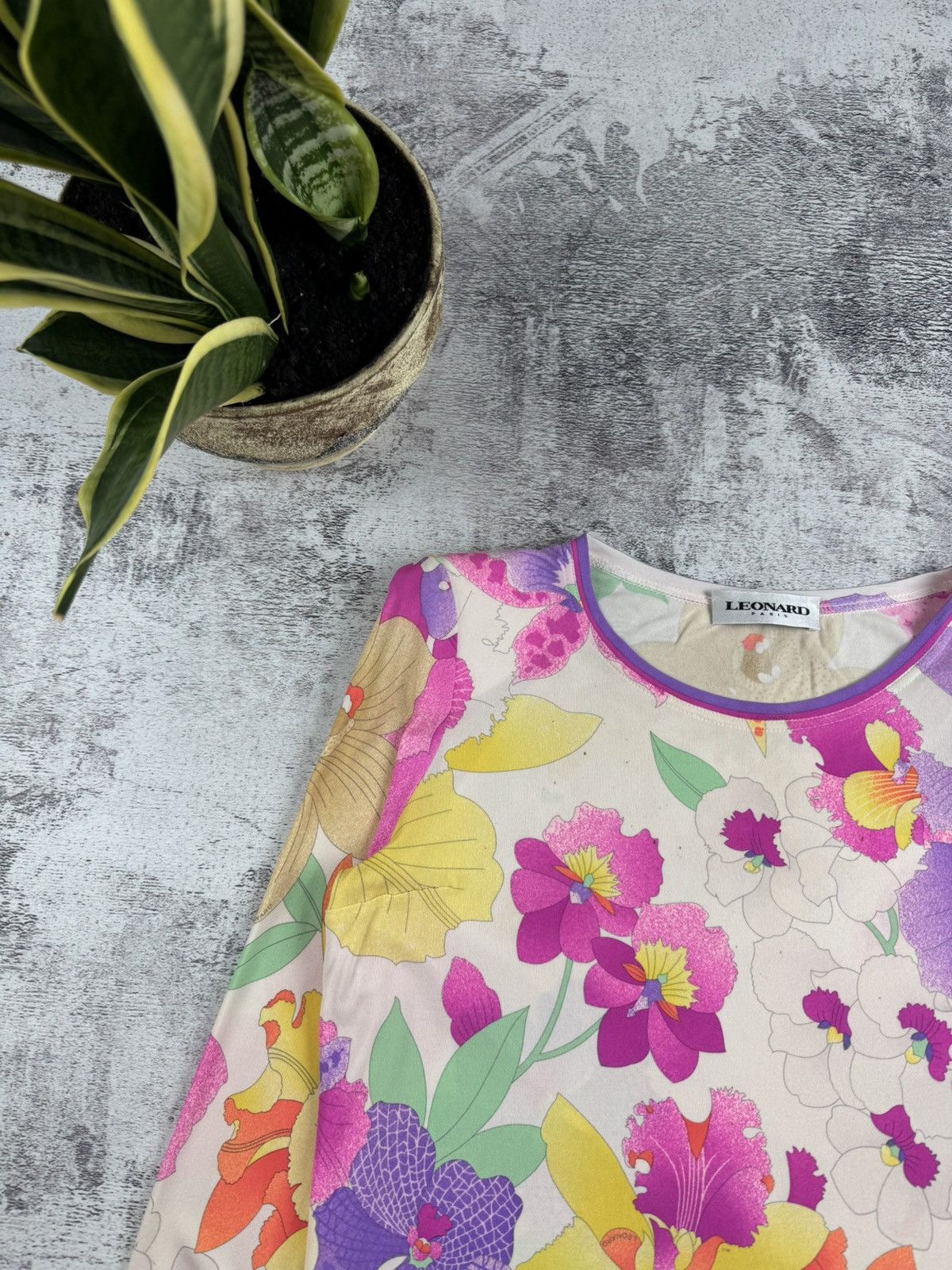 Leonard Paris × Vintage RARE Leonard Paris Floral Silk 40 Designer Tunic Dress Luxury Shirt Blouse Top Size M / US 6-8 / IT 42-44 - 12 Thumbnail